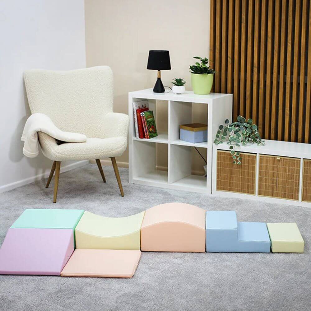IGLU SET 7(S) Little Crawler - Helles Pastell - Bunte Schaumstoff-Klettermodule/Bausteine für Kinder