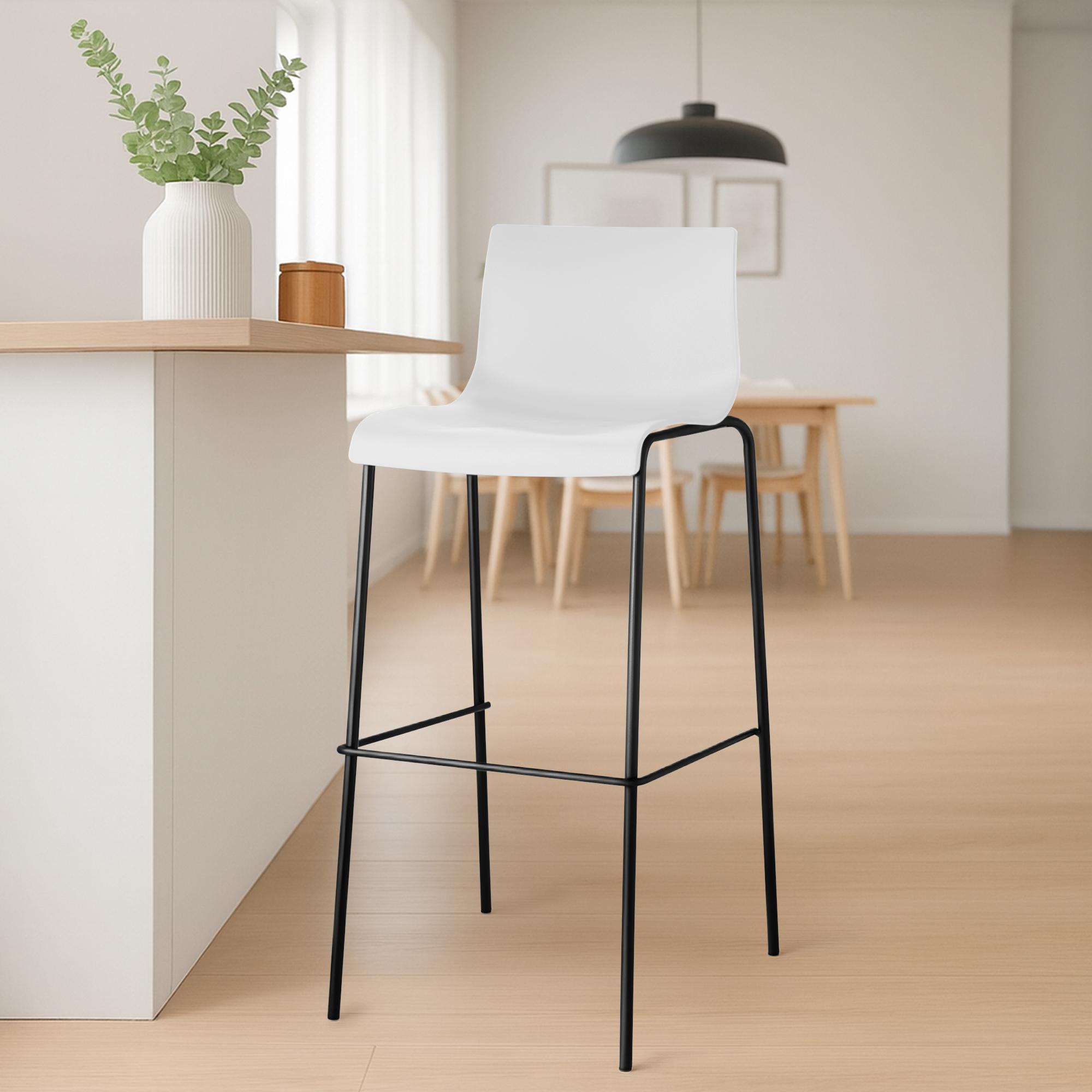 2er Set Barhocker Hoover Kunststoff 4-Fuß Gestell schwarz