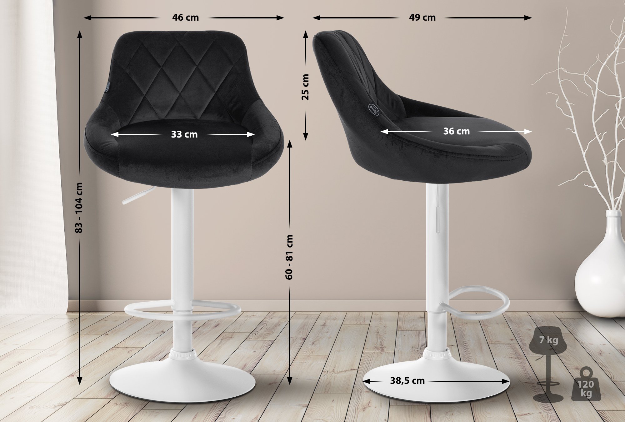 Barhocker Lazio Samt weiß