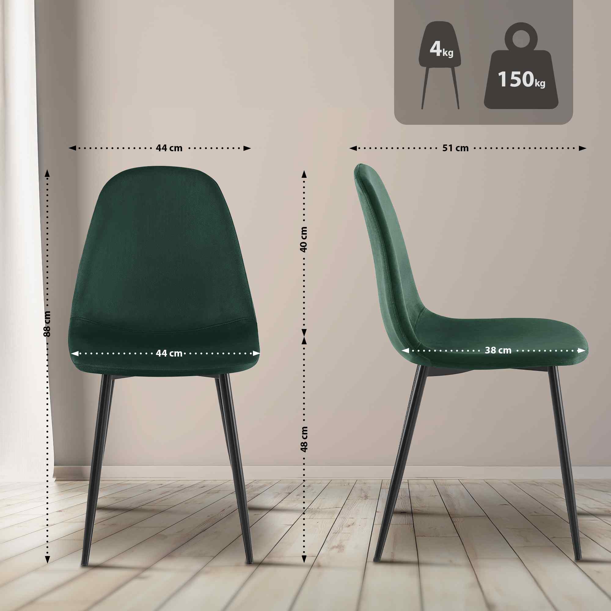 4er Set Esszimmerstühle Napier Samt