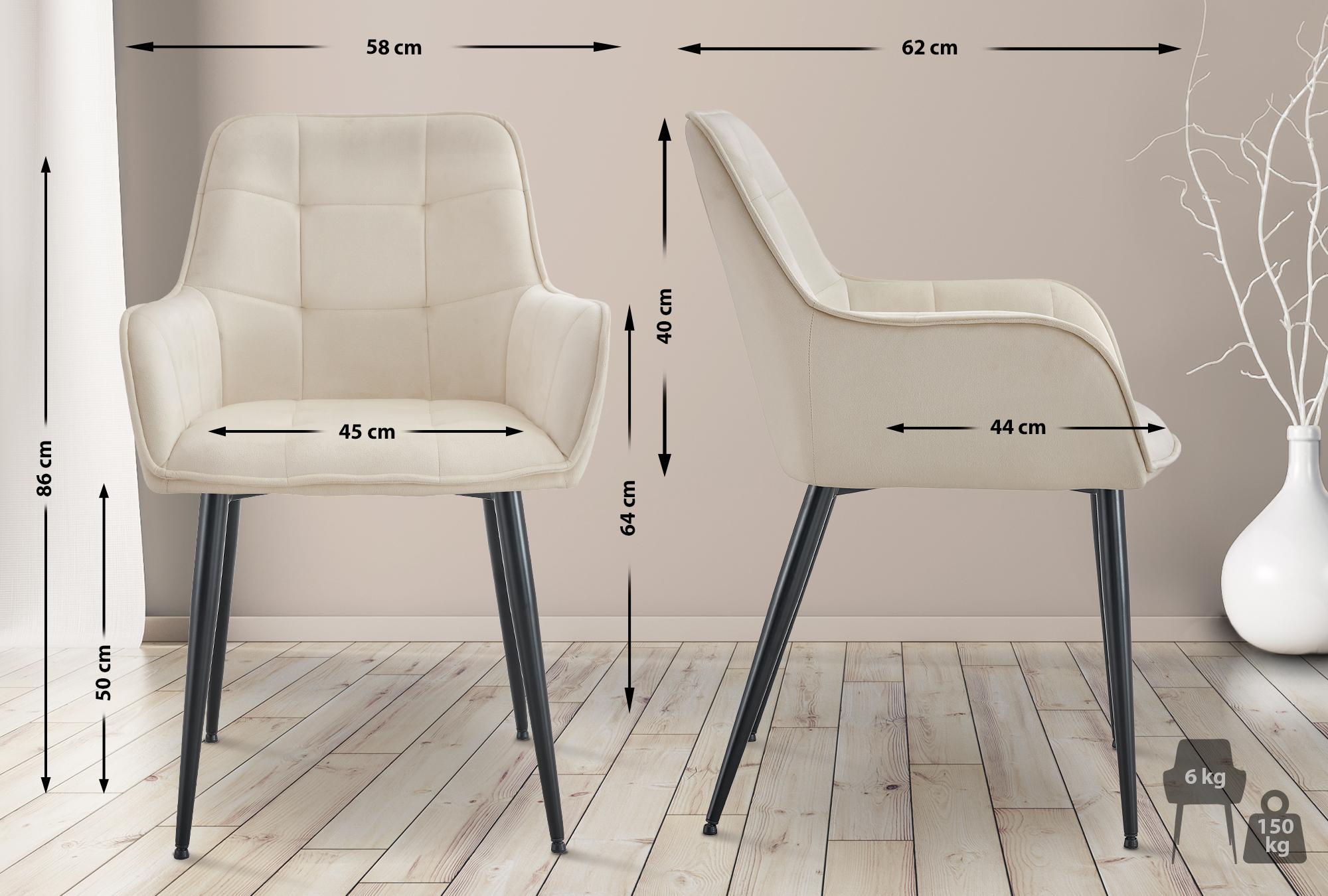 2er Set Esszimmerstuhl Ferndale Samt