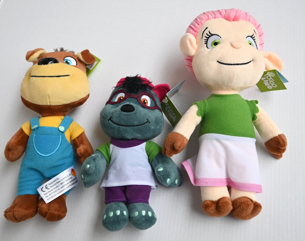 Heinrich Bauer Plüschfiguren Toggolino Set - Carlito, Florina, Monti - Sortiment 3 Stück Plüsch - 25 cm
