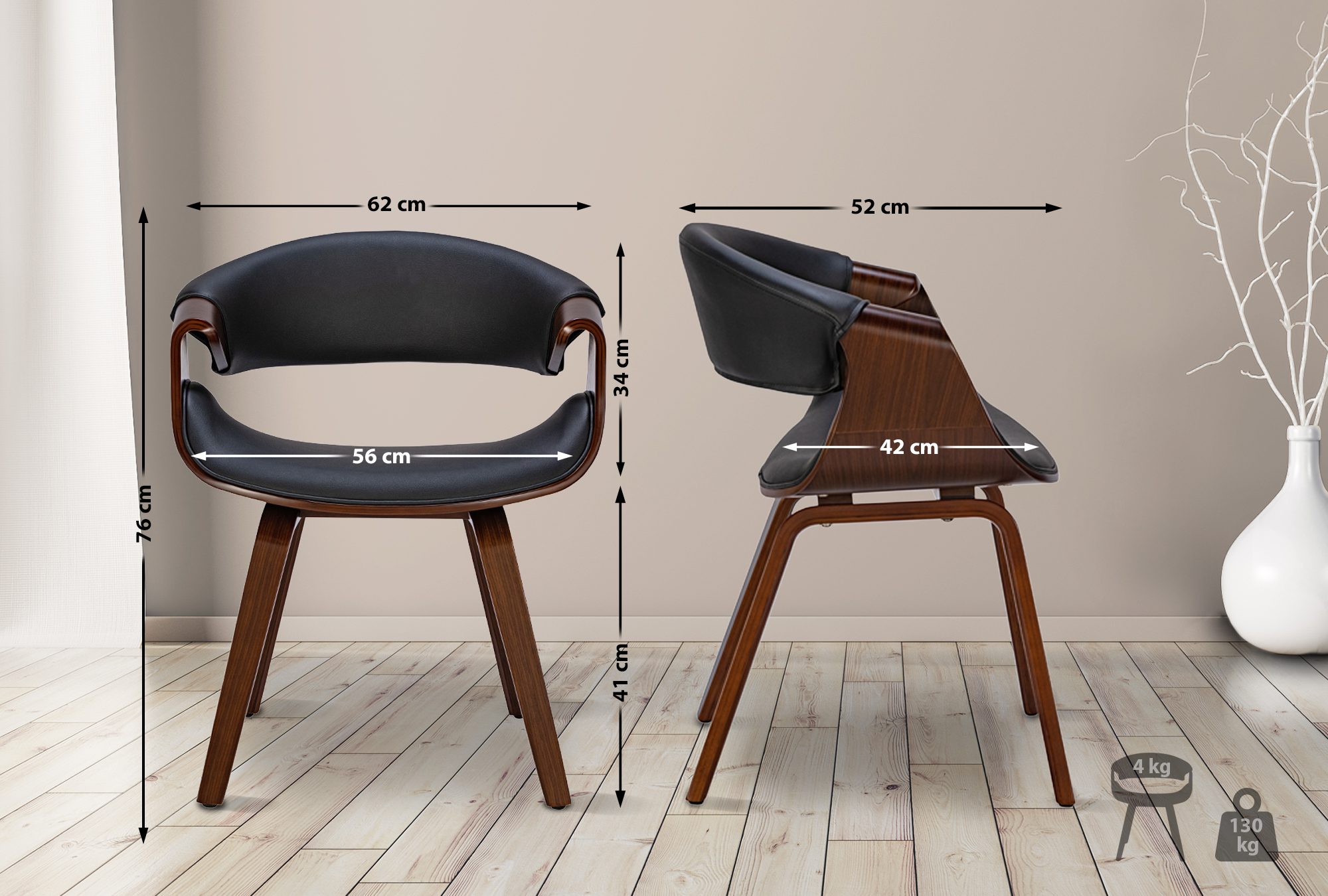 2er Set Esszimmerstuhl Foley Kunstleder