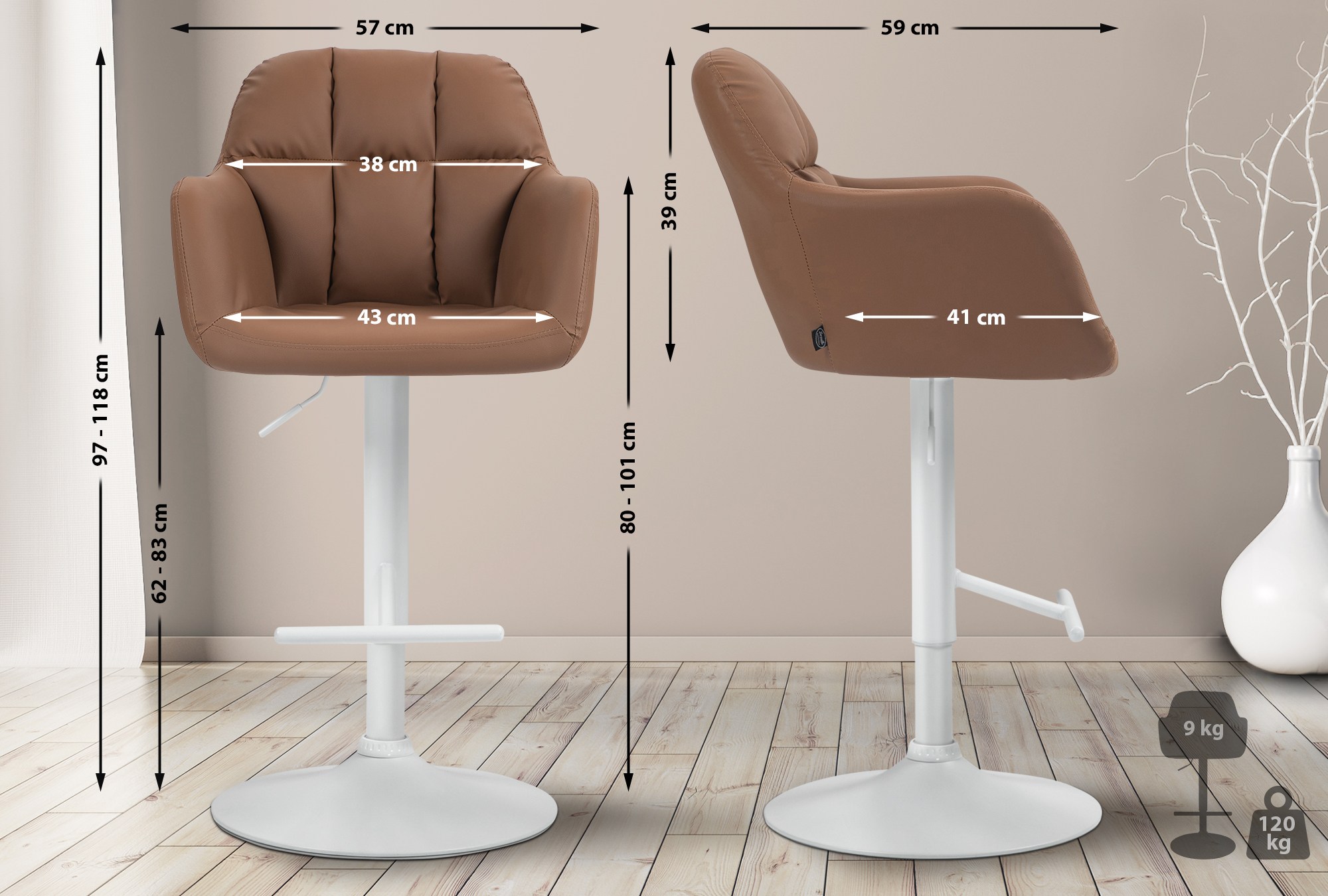 Barhocker Natoma Kunstleder weiß