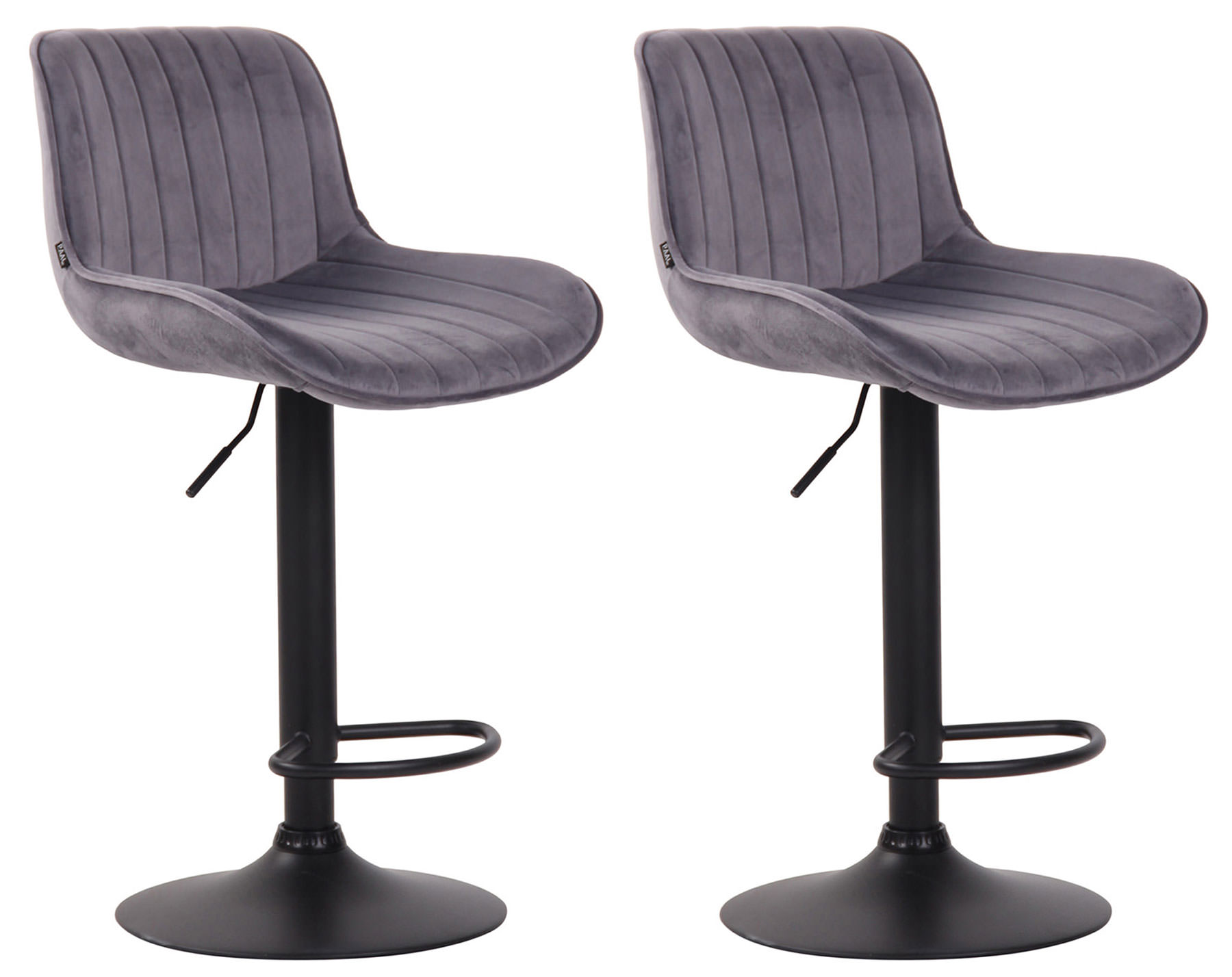 2er Set Barhocker Lentini Samt schwarz