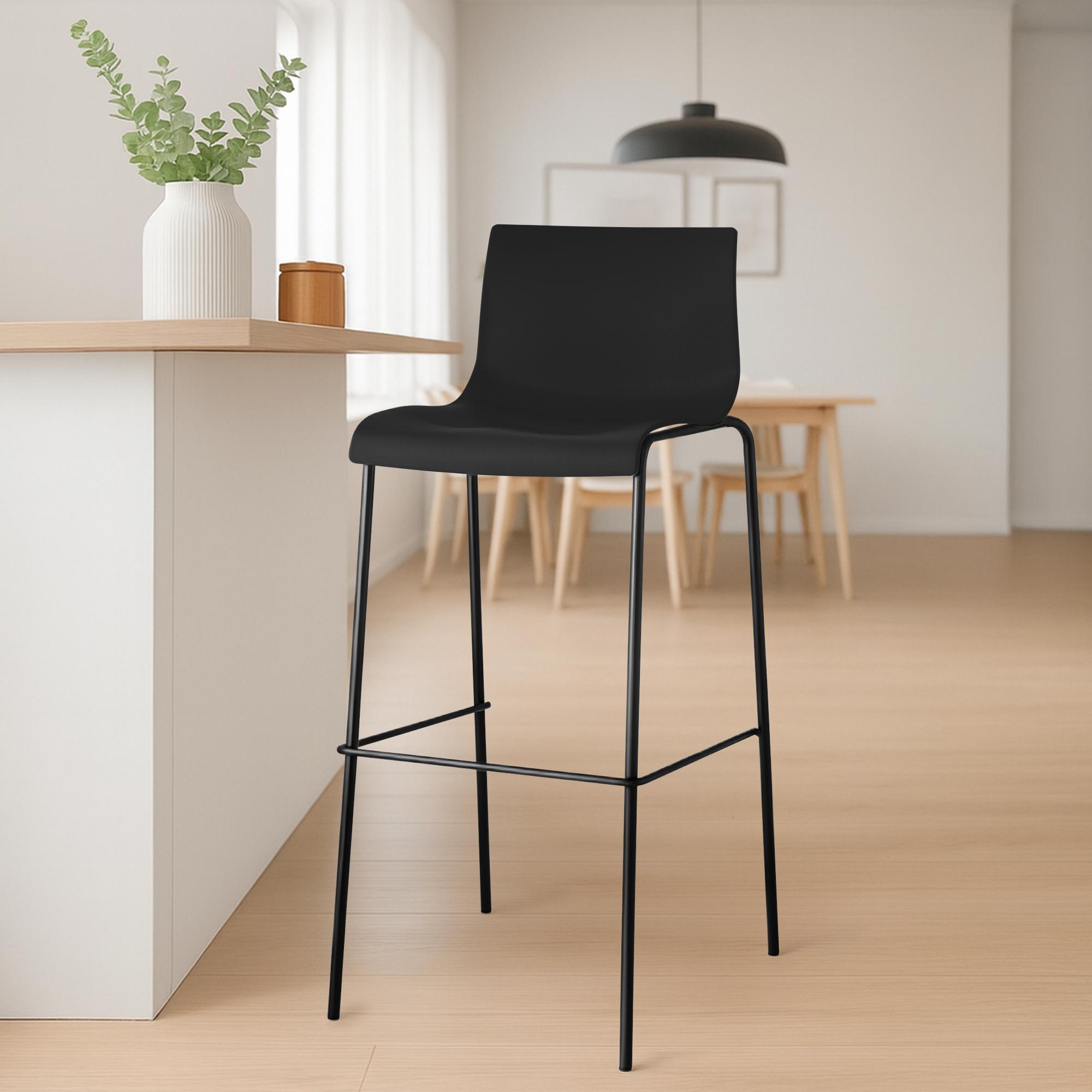 2er Set Barhocker Hoover Kunststoff 4-Fuß Gestell schwarz