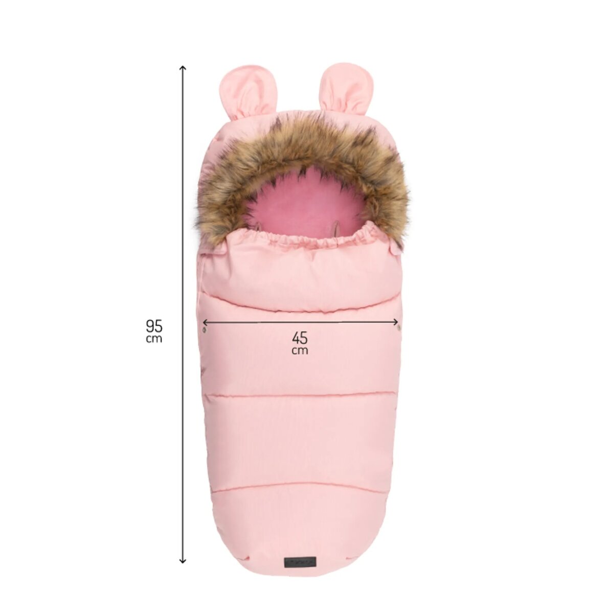 MoMi COZY – Universal-Fußsack für Kinderwagen, Fleece-Innenfutter, beidseitiger Reißverschluss & Kapuze mit Ohren – Rosa