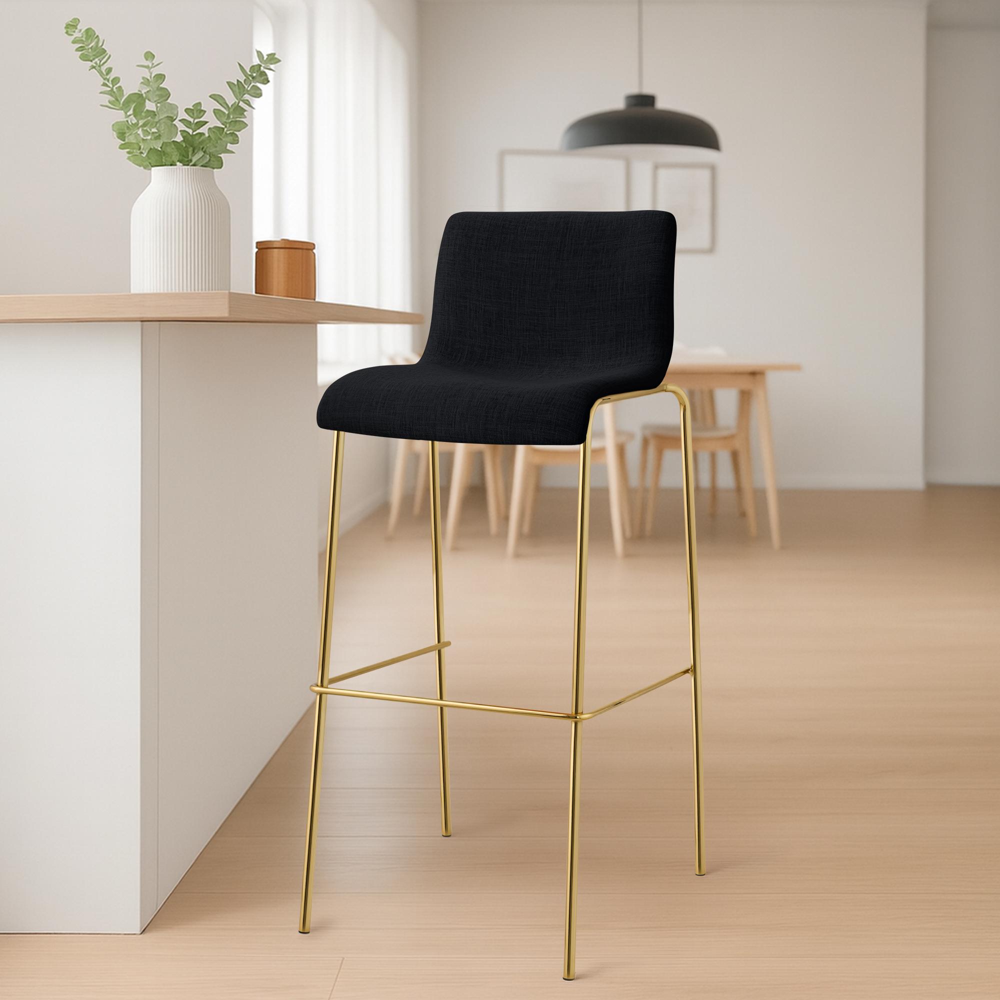 Barhocker Hoover Stoff 4-Fuß Gold