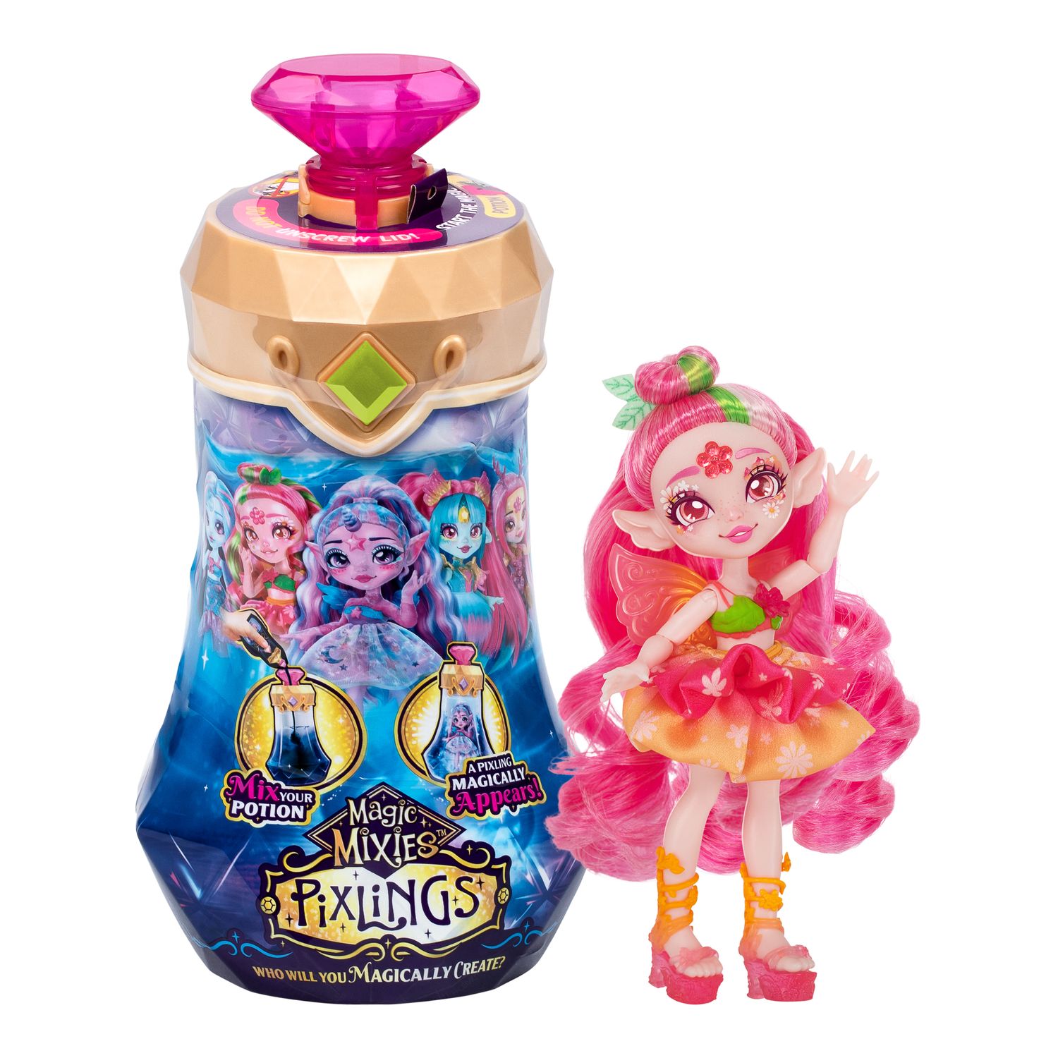 Moose Toys Plüschfiguren Magic Mixies Pixlings - Amber - The Dragon Pixling Puppe (rosa)