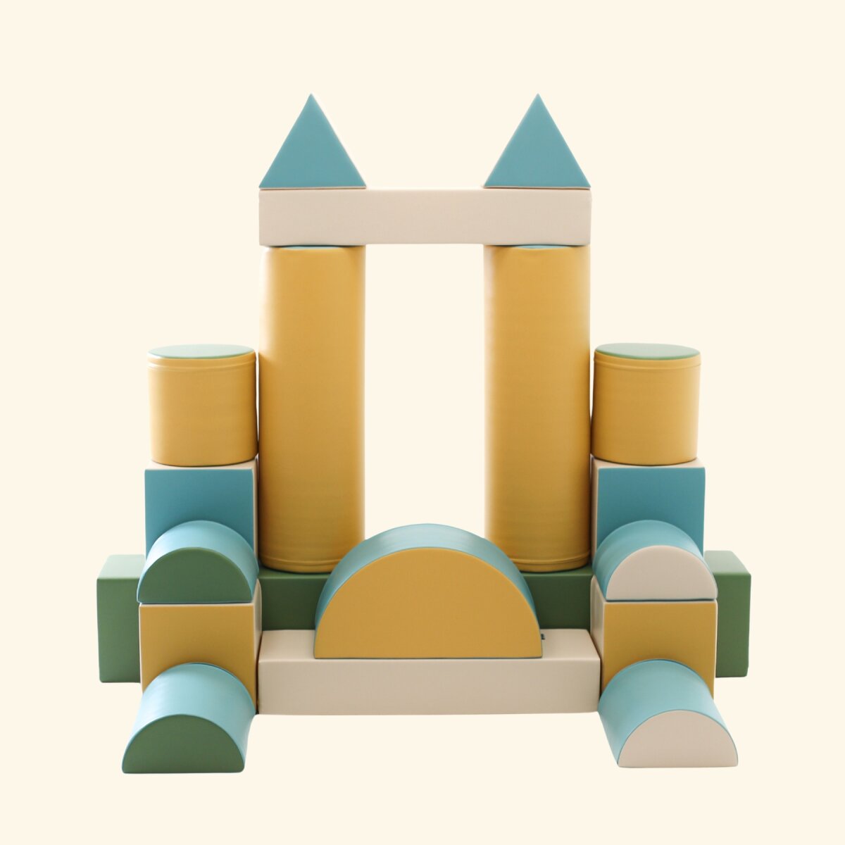 IGLU Softplay PEPI RER SIA IGLU SET 19X Fortress - Pastell-Türkis/Beige/Grün/Honigfarben - Schaumstoffbaustein-Set Festung/Burg für Kinder – Ansicht 4