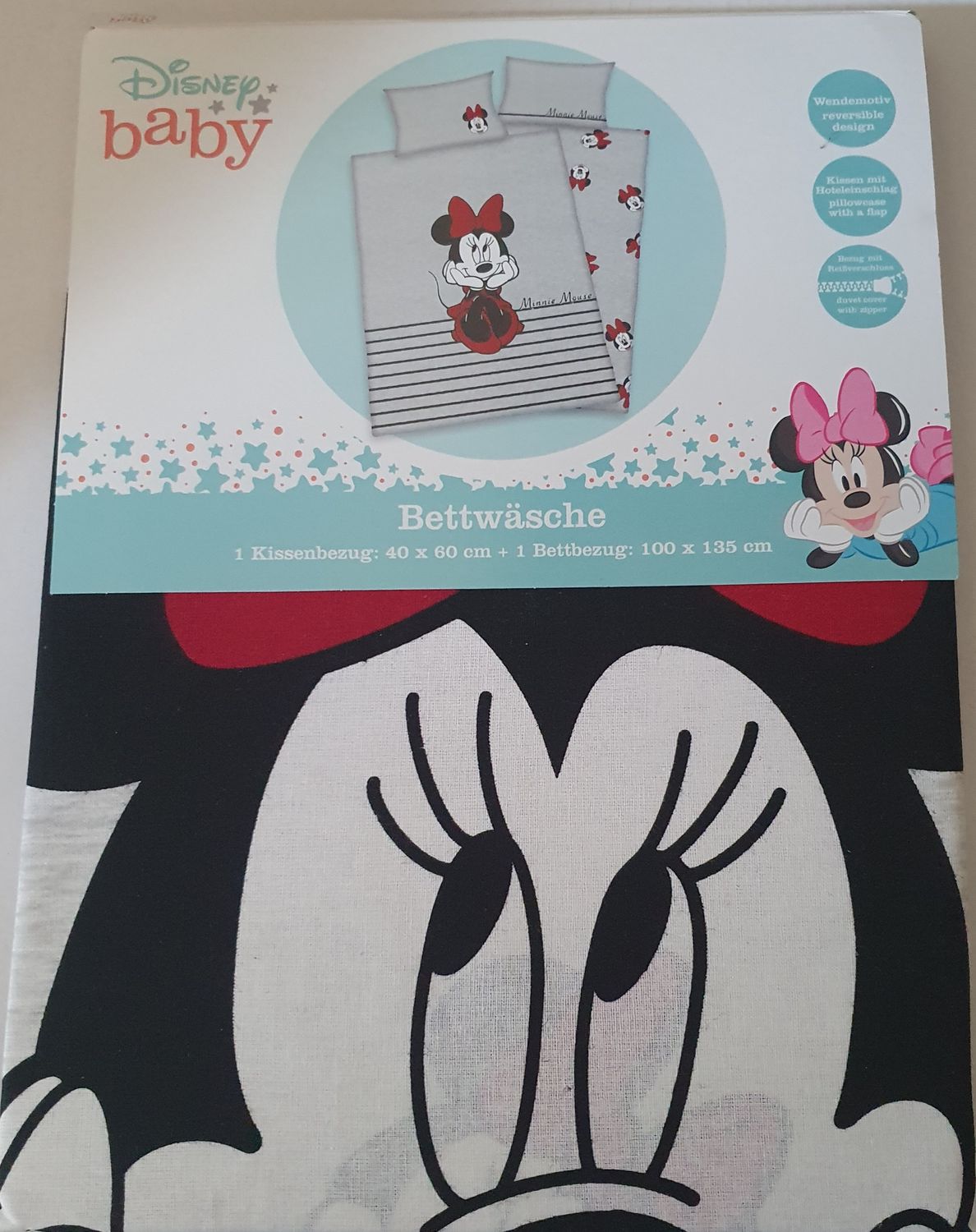 Herding Textilien Disney Minnie Mouse - Wendebettwäsche - 40 x 60 / 135 x 100 cm