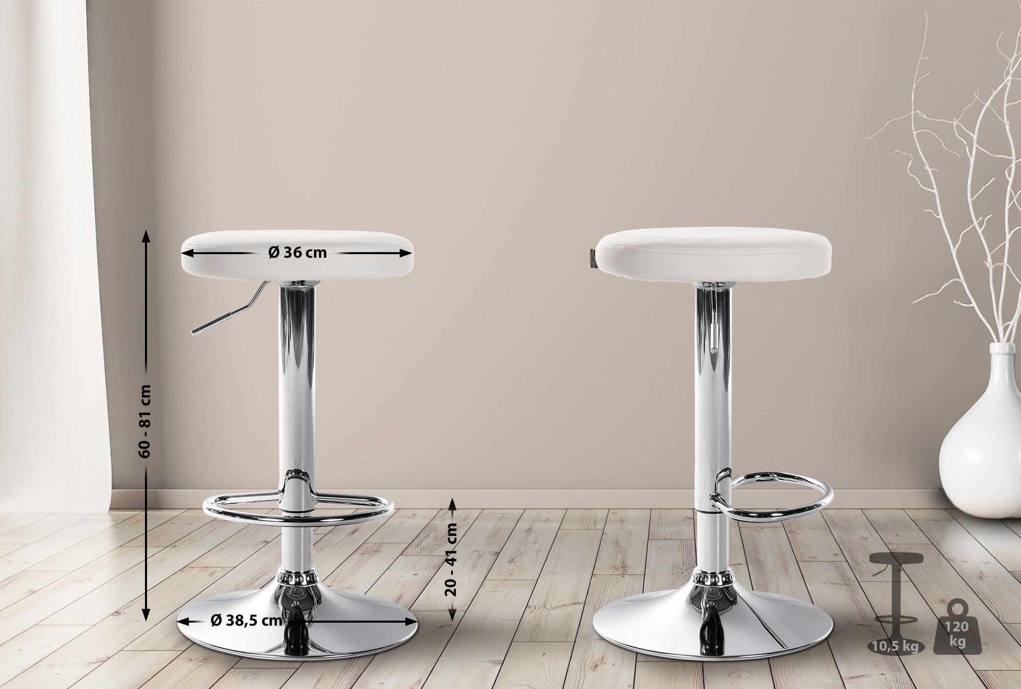 2er Set Barhocker Ponte Kunstleder chrom