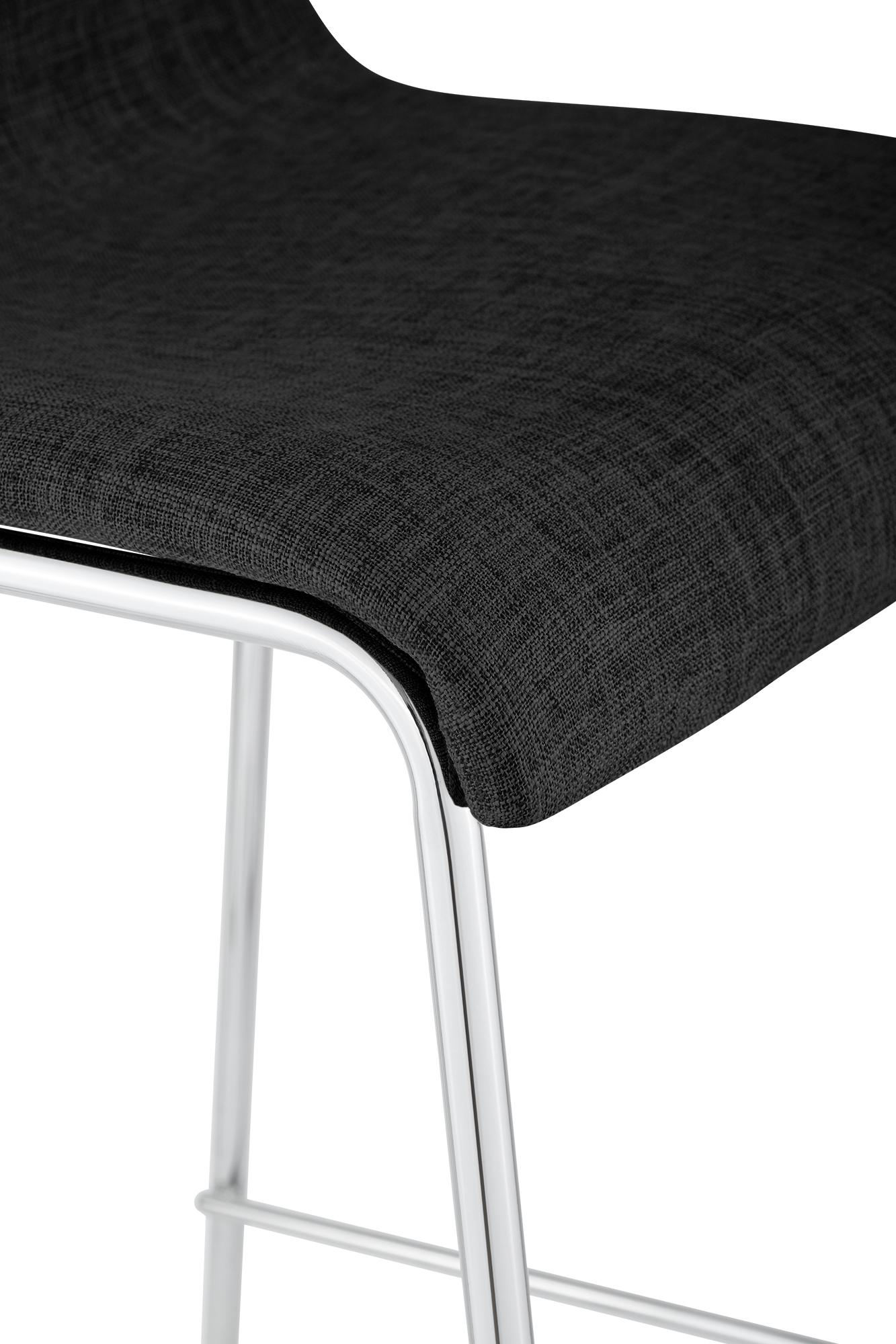 Barhocker Hoover Stoff 4-Fuß Gestell Chrom