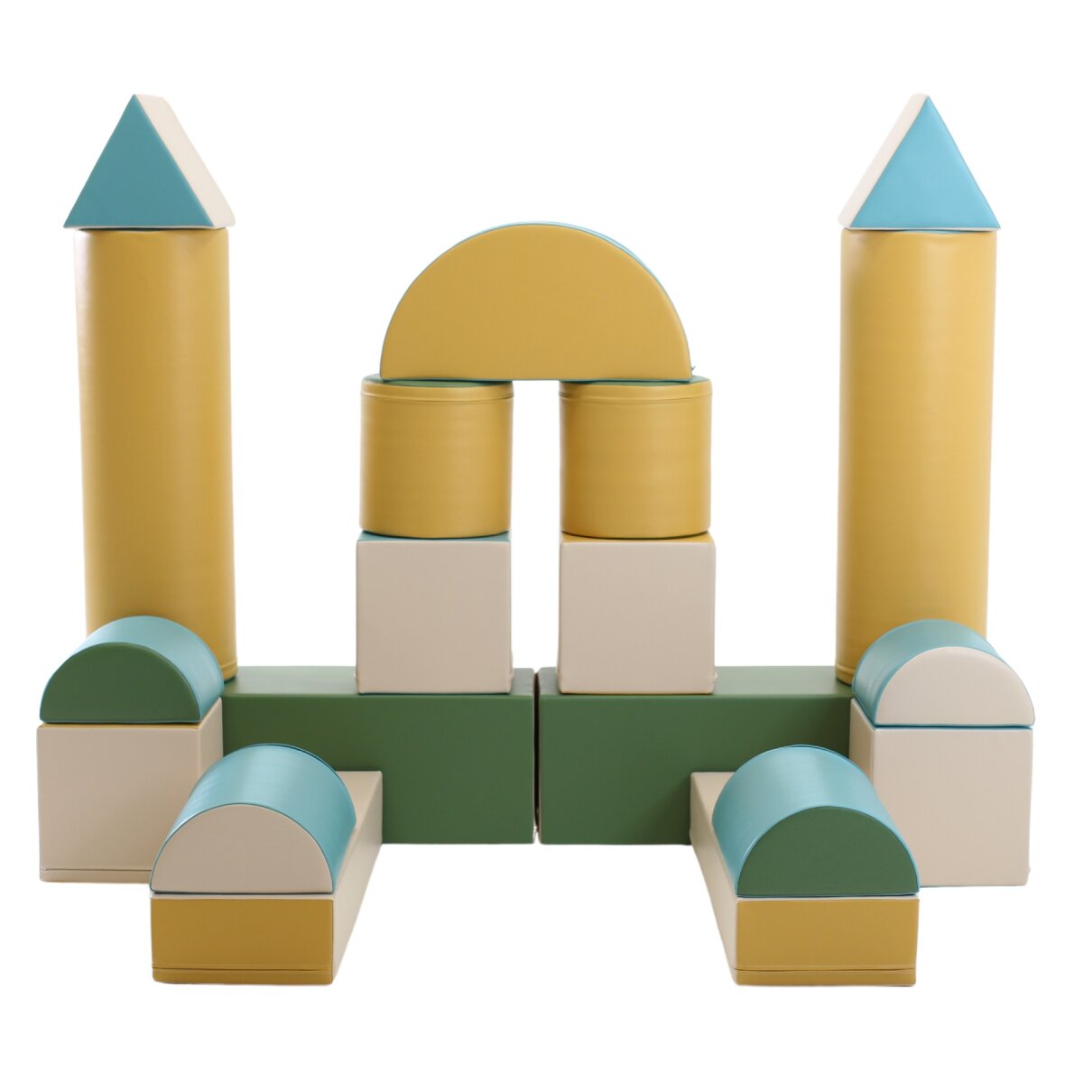 IGLU Softplay PEPI RER SIA IGLU SET 19X Fortress - Pastell-Türkis/Beige/Grün/Honigfarben - Schaumstoffbaustein-Set Festung/Burg für Kinder – Ansicht 5