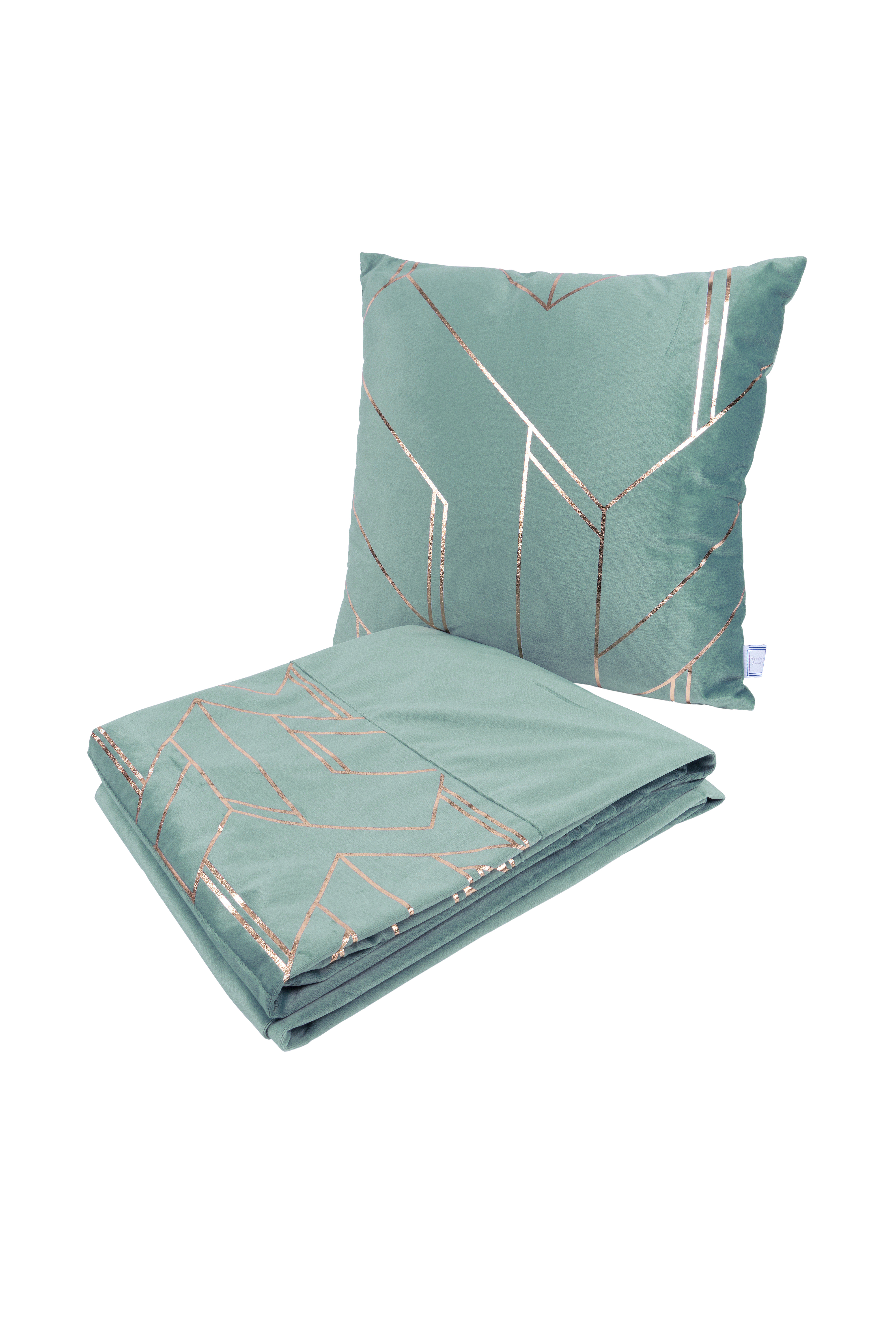Kissen-Decken-Set Dekokissen & Decke Prisma 125 2er-Set Mint / Gold