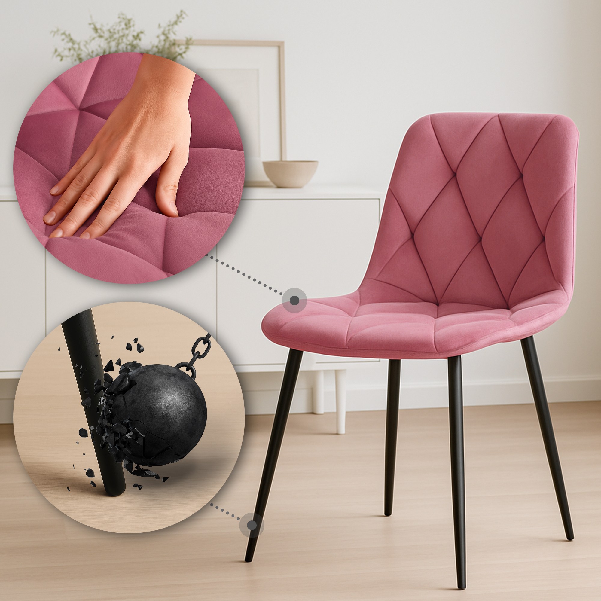 2er Set Esszimmerstuhl Clairton Samt