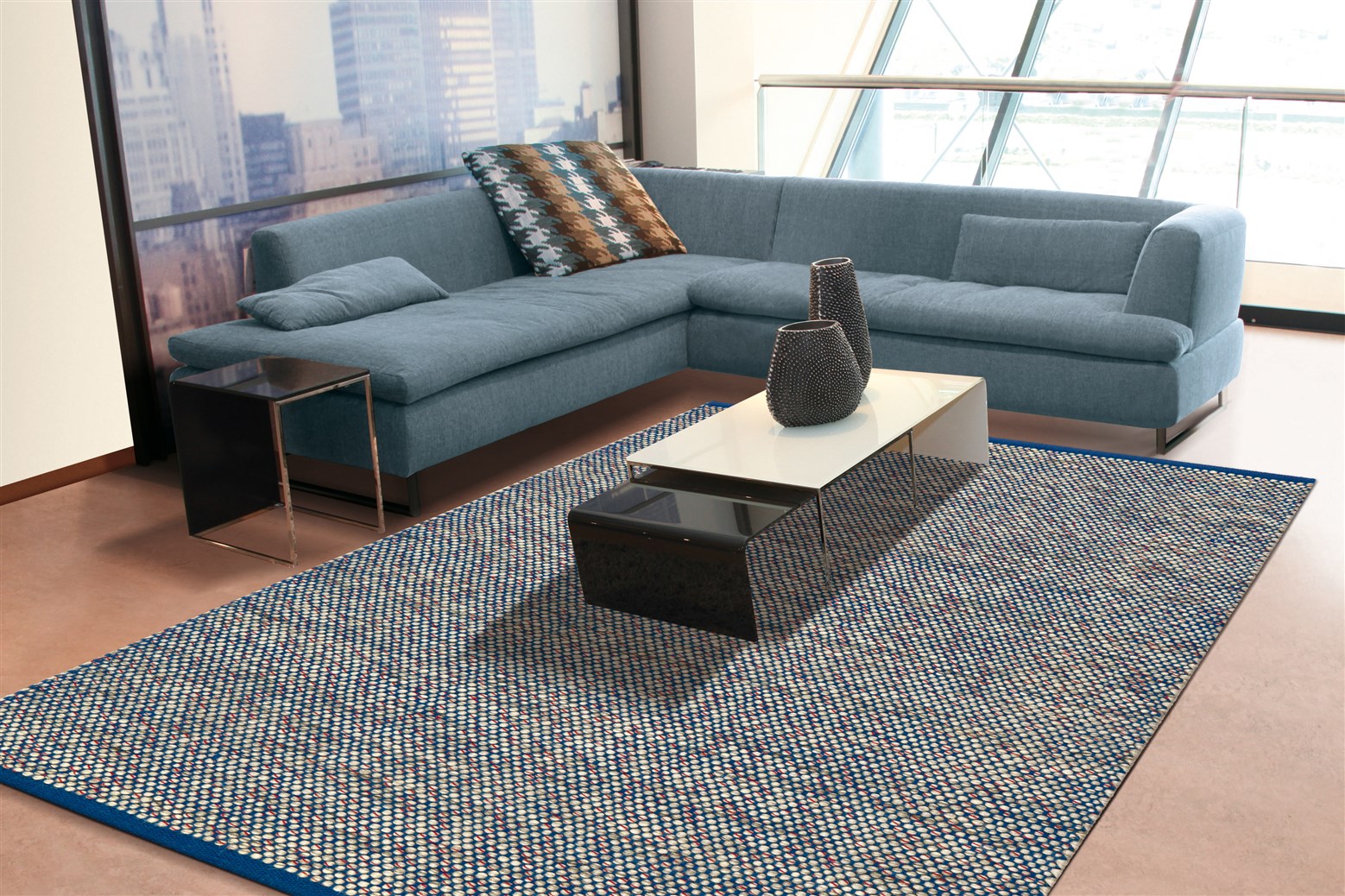 Teppich Tweed 8058 Grau / Blau 120cm x 180cm