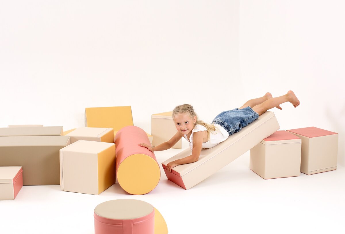 IGLU Softplay PEPI RER SIA IGLU SET 19X Fortress - Beige/Pastell-Pink/Grau/Honigfarben - Schaumstoffbaustein-Set Festung/Burg für Kinder – Ansicht 11