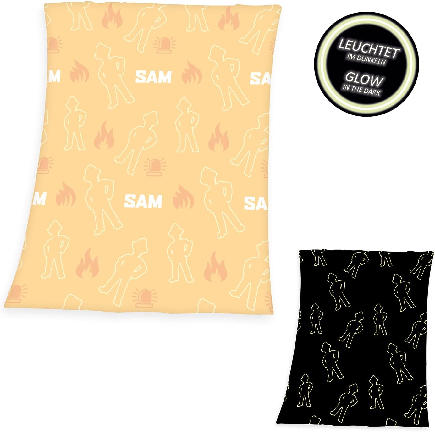 Herding Textilien Feuerwehrmann Sam - Glow in the Dark - Wellsoft-Flauschdecke - 130 x 160 cm