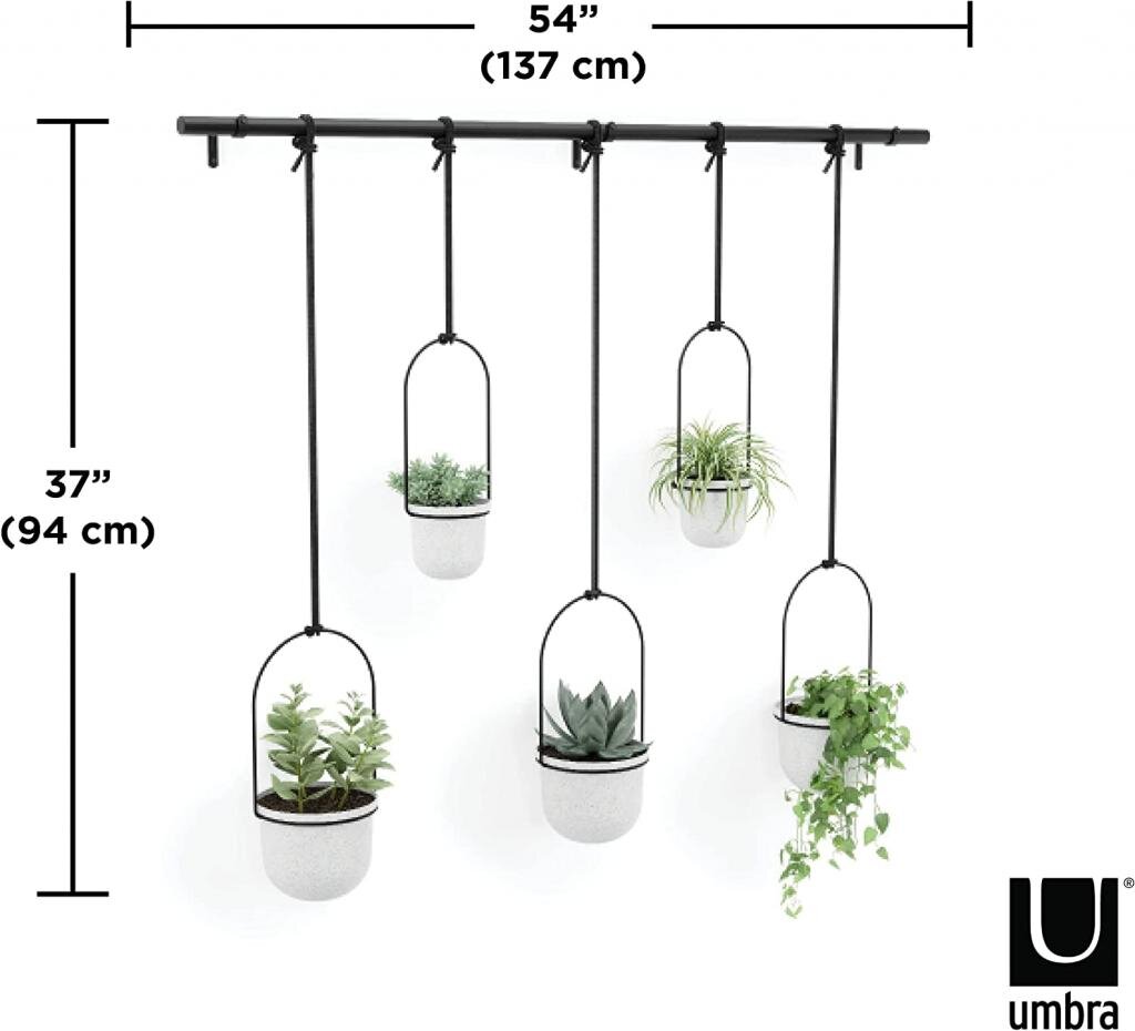 Umbra Triflora WHITE Hängeblumentopf, Wandvase, Blumentopf, Blumenampel für Wand-& Deckenanbringung