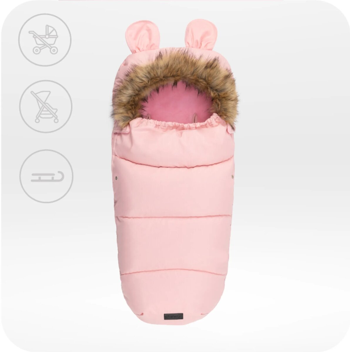MoMi COZY – Universal-Fußsack für Kinderwagen, Fleece-Innenfutter, beidseitiger Reißverschluss & Kapuze mit Ohren – in verschiedenen Farben
