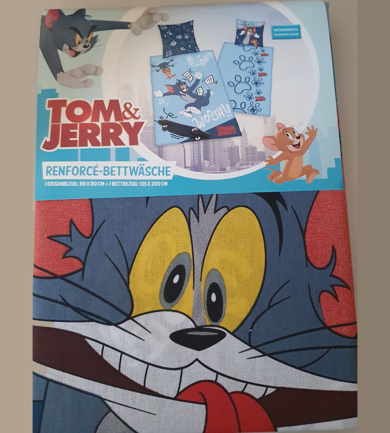 Herding Textilien Tom & Jerry - Wendebettwäsche - 80 x 80 / 135 x 200 cm