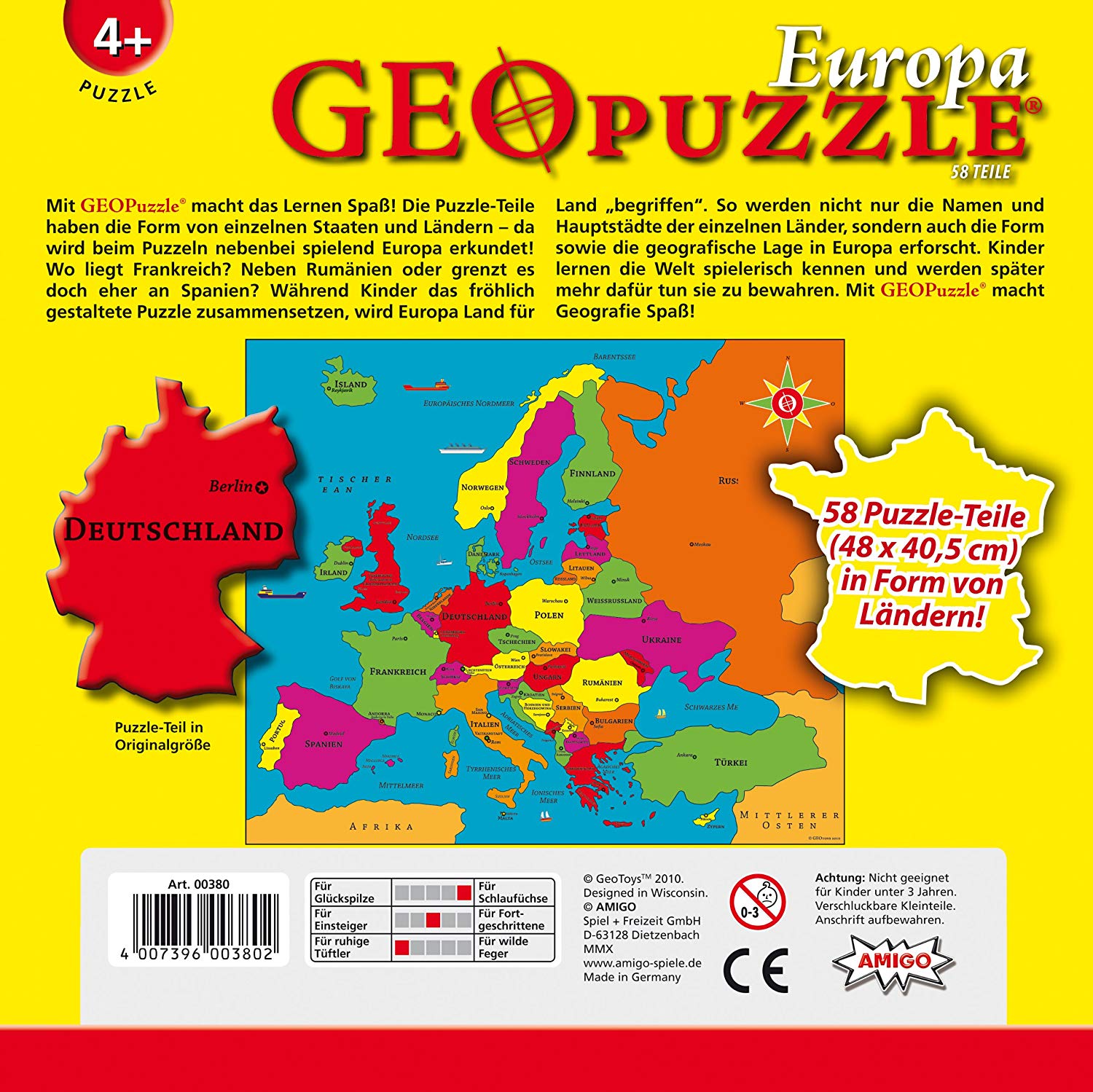 AMIGO Puzzles Amigo 00381 - GeoPuzzle - Welt
