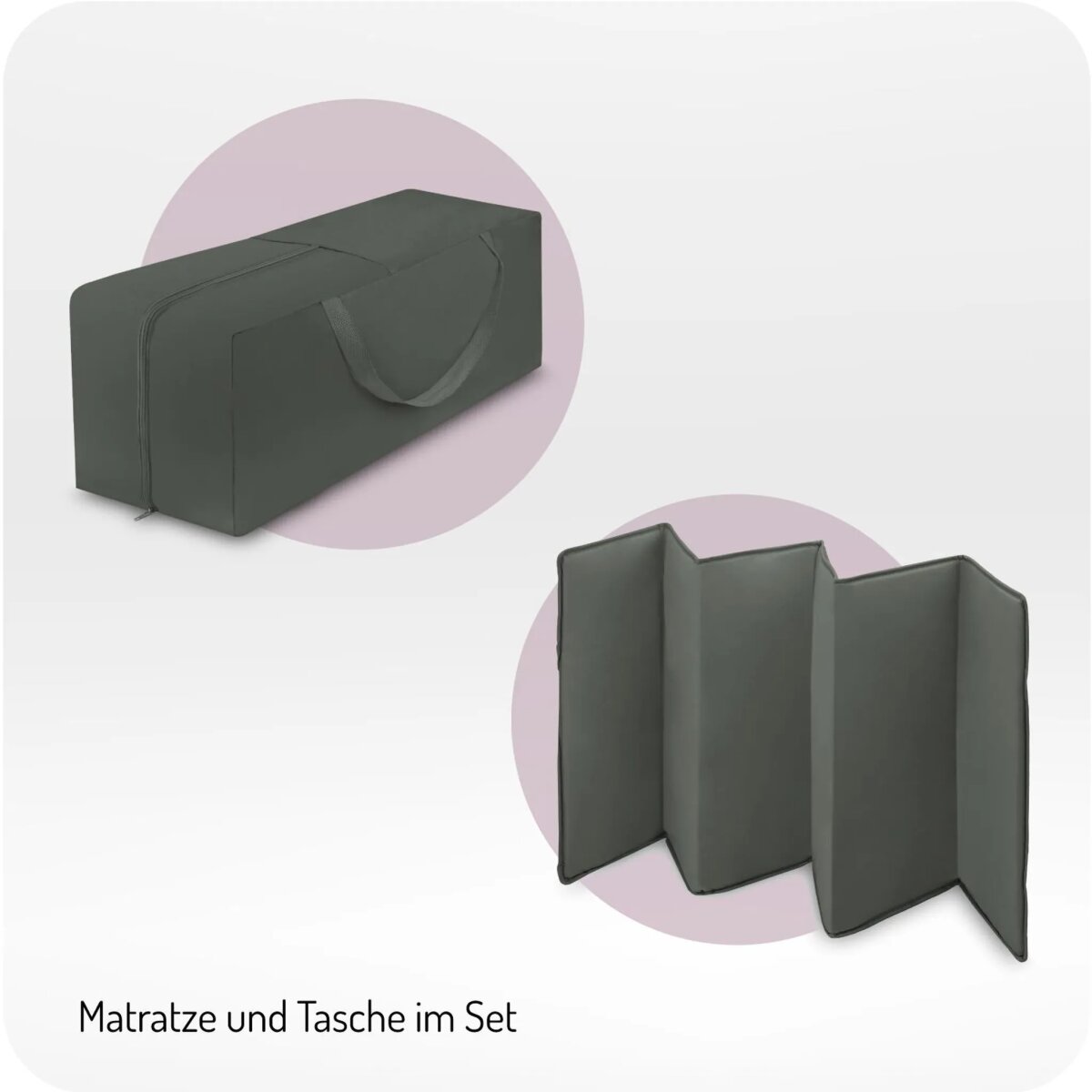 MoMi BELOVE PLUS – Babyreisebett mit Matratze, Spielbogen & Wickeltisch, 2 Ebenen, Zubehör inkl. – Dunkelgrün