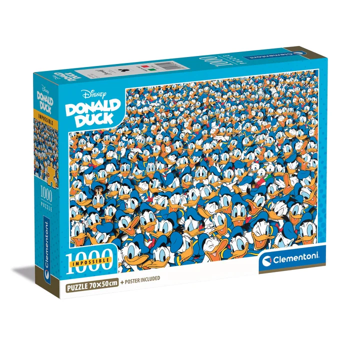 Clementoni Puzzles 1000 Teile Puzzle Impossible Disney Compact - Donald Duck