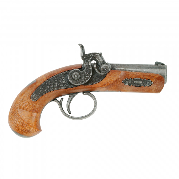 Schrödel Sonstiges Schrödel J.G. Spielzeugpistole Philadelphia 13 cm, Einzelschuss, silber / braun