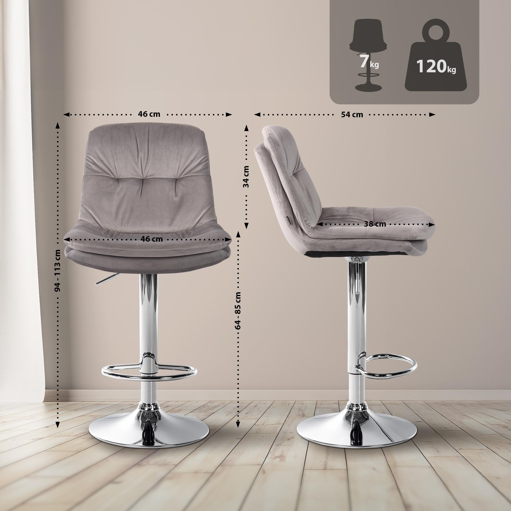 Barhocker Laurel Samt chrom