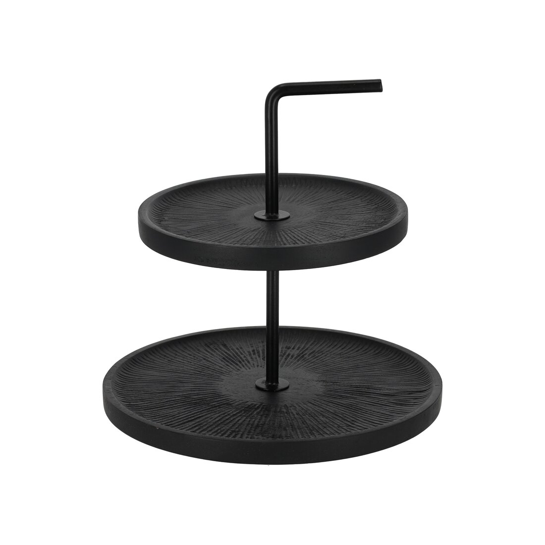 JENS Living Etagere aus Mangoholz & Metall - 2-stufig Ø25cm Rund - Servierständer für Snacks & Deko - Rustikaler Landhausstil - Schwarz