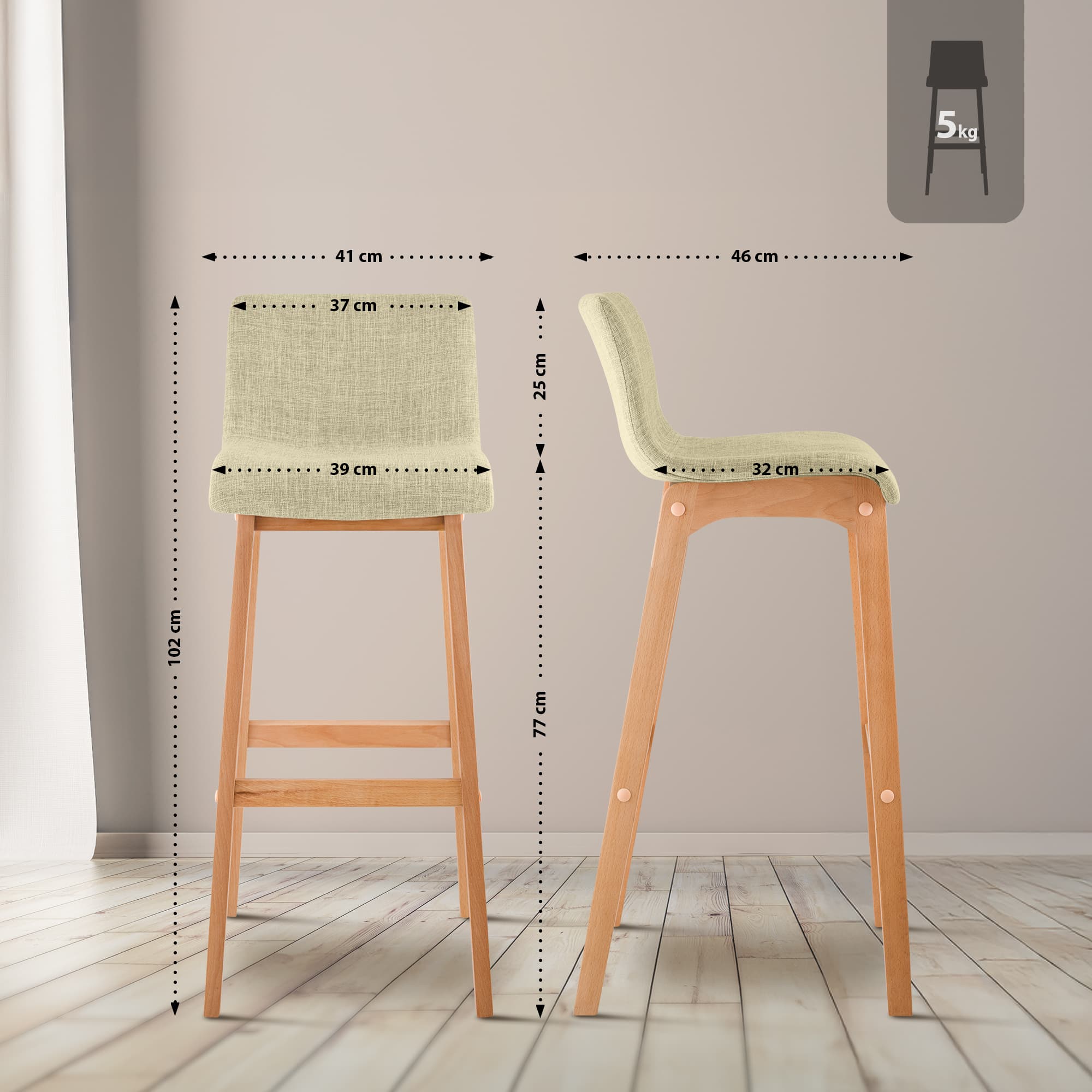 Barhocker Hoover Stoff Natura
