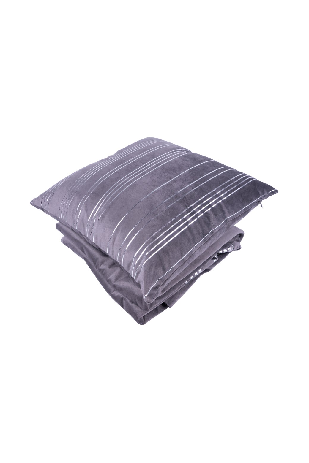 Kissen-Decken-Set Dekokissen & Decke Prisma 525 2er-Set Graphit / Silber