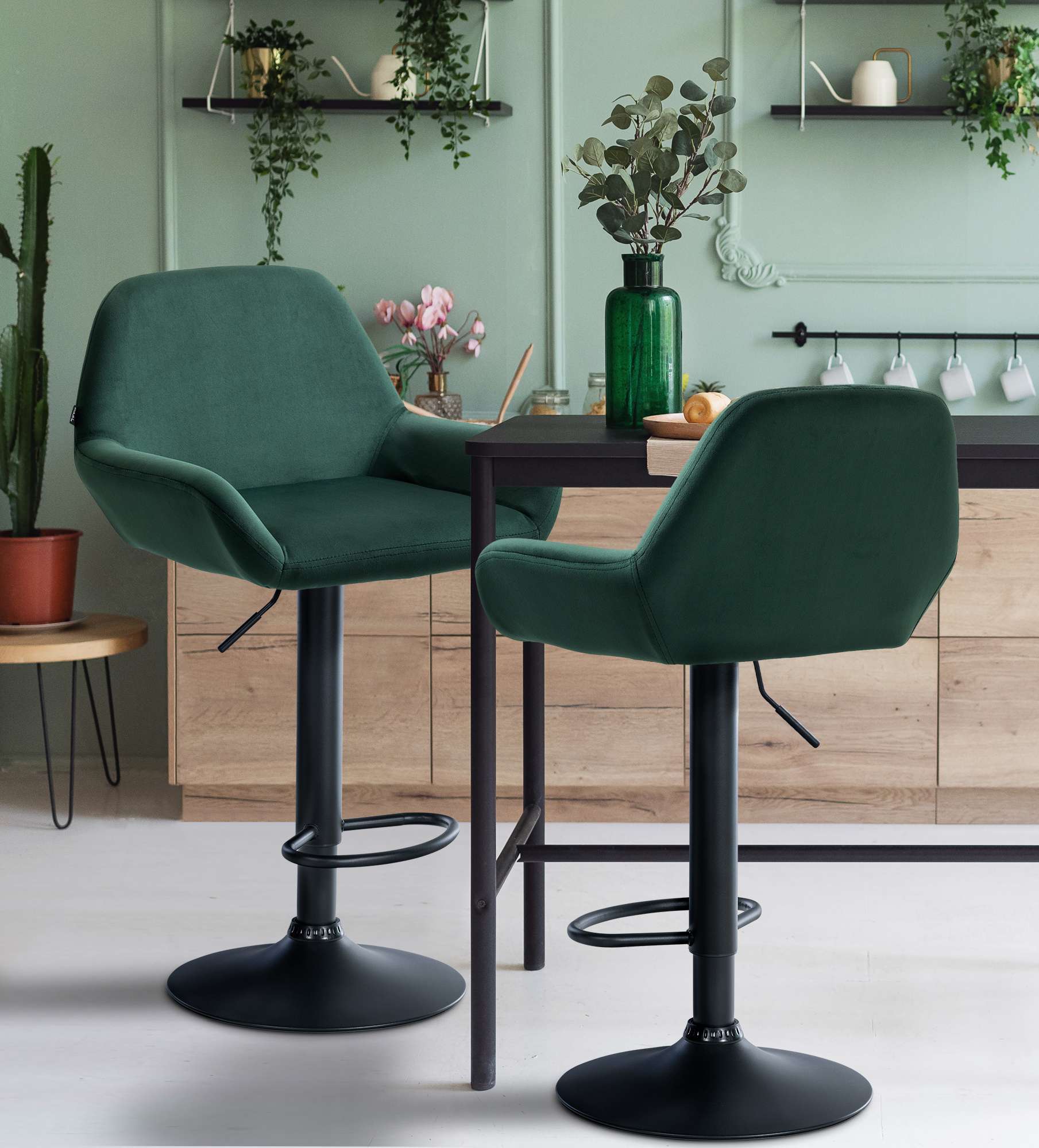 2er Set Barhocker Braga Samt schwarz
