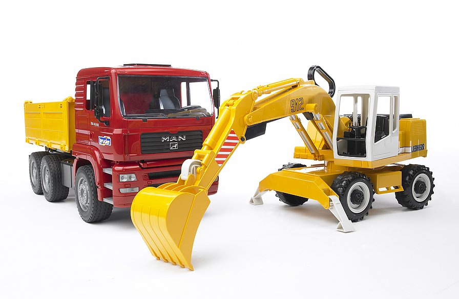 BRUDER Modelle & Fahrzeuge Bruder 02751 - MAN TGA Kipp-LKW und Liebherr Schaufelbagger