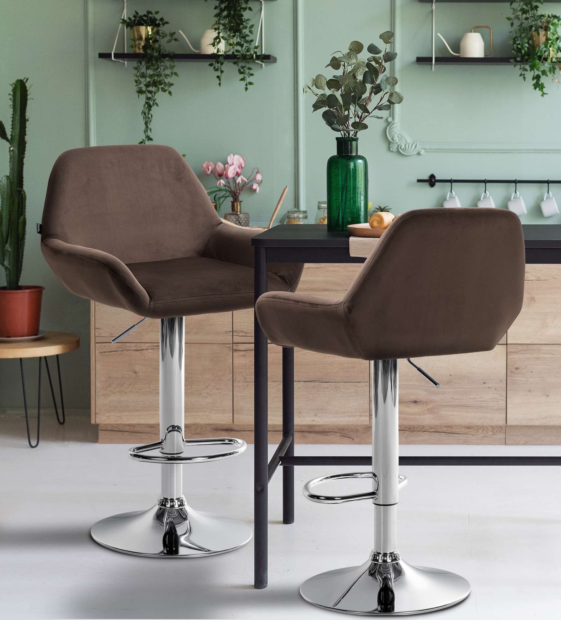 Barhocker Braga Samt chrom