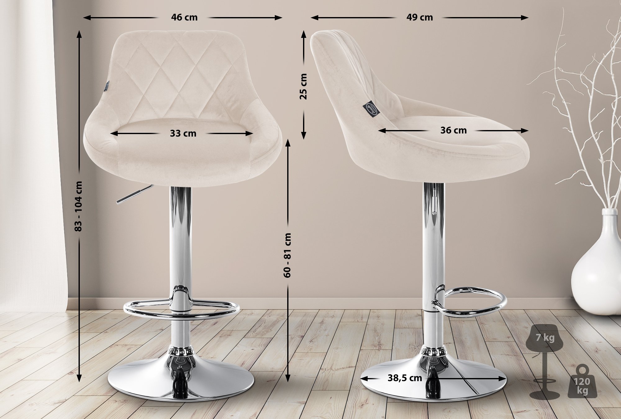 Barhocker Lazio Samt chrom