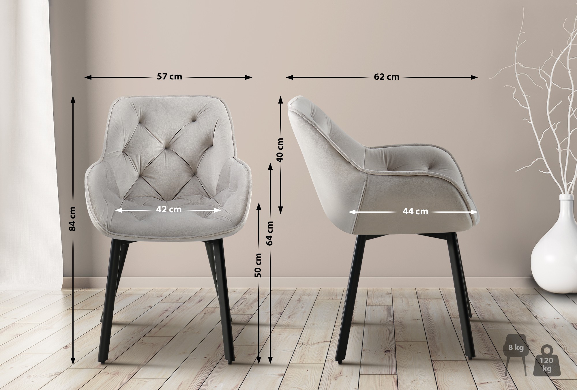 2er Set Esszimmerstuhl Antigo Samt