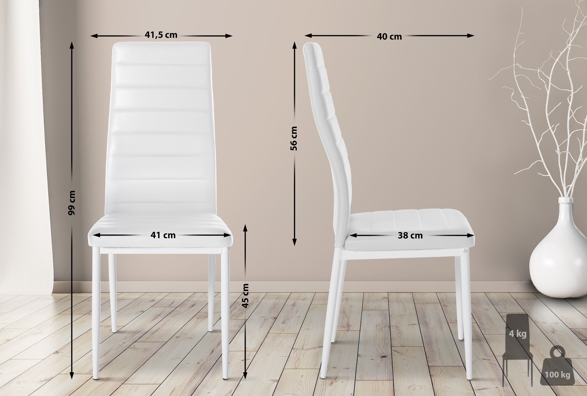 4er Set Esszimmerstühle Mayfair Kunstleder