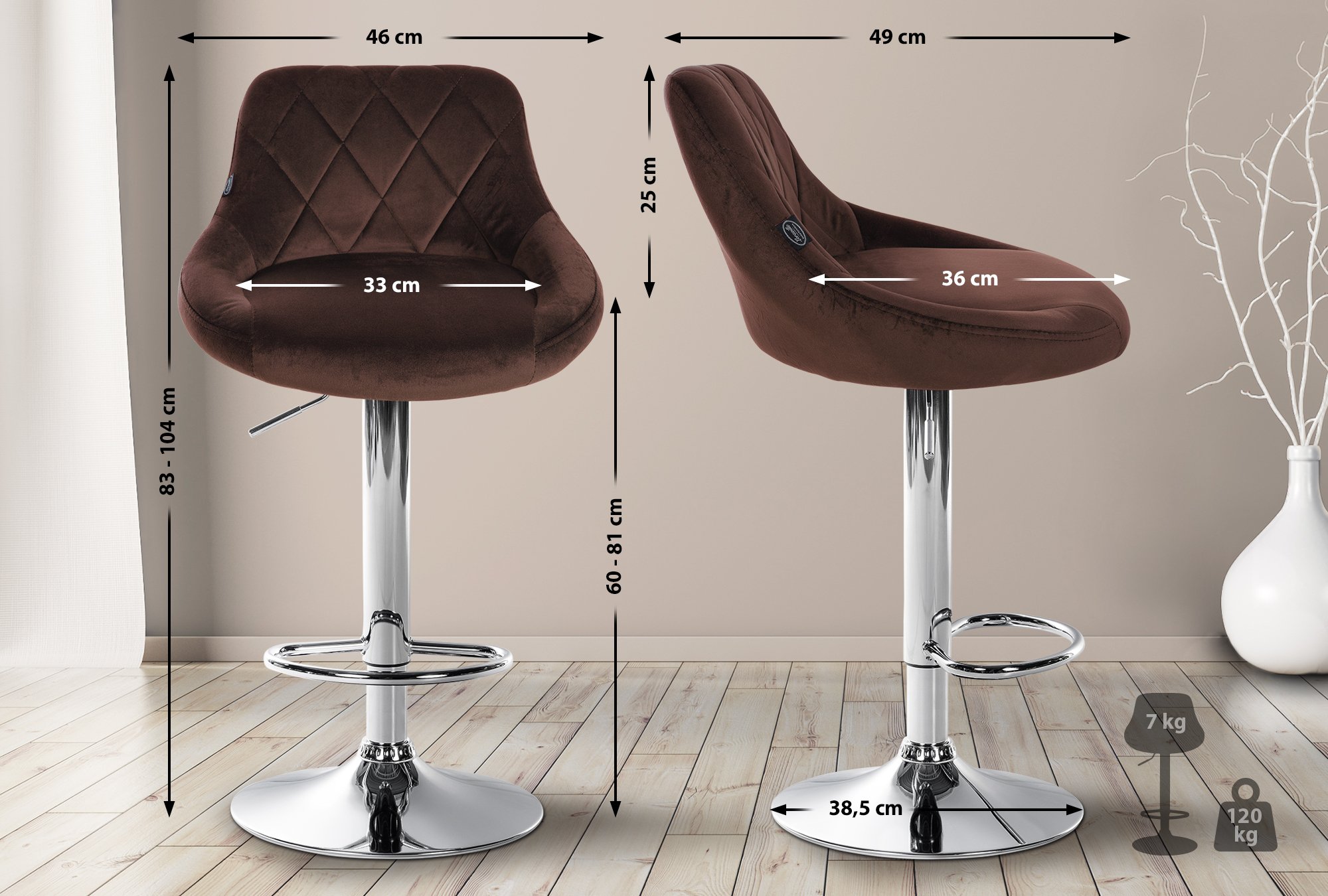 Barhocker Lazio Samt chrom