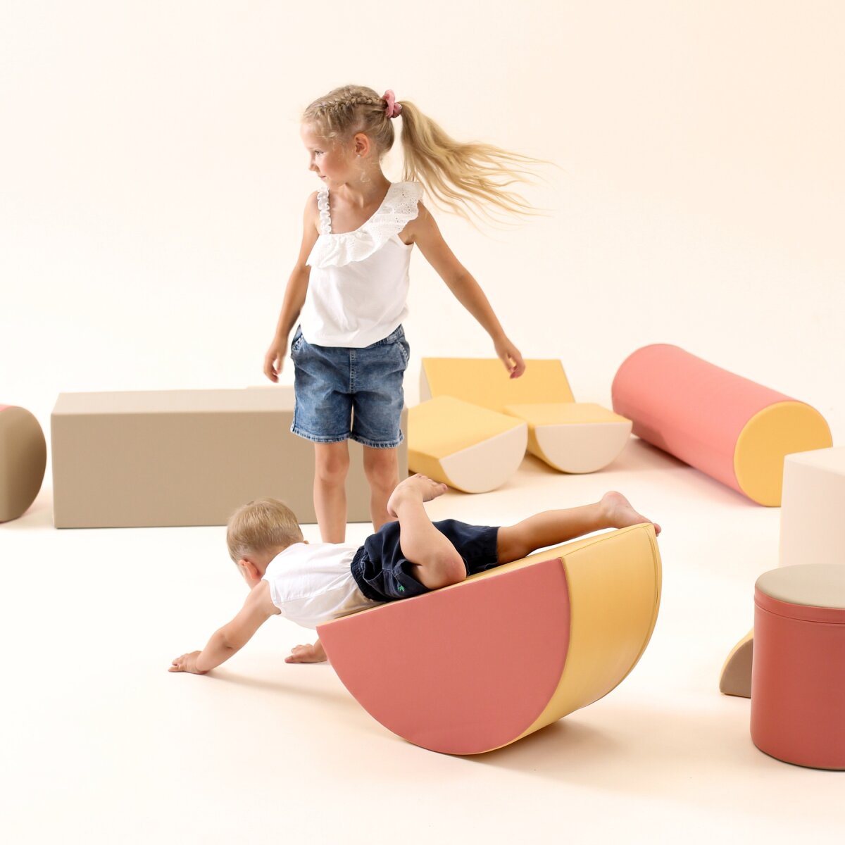 IGLU Softplay PEPI RER SIA IGLU SET 19X Fortress - Beige/Pastell-Pink/Grau/Honigfarben - Schaumstoffbaustein-Set Festung/Burg für Kinder – Ansicht 18