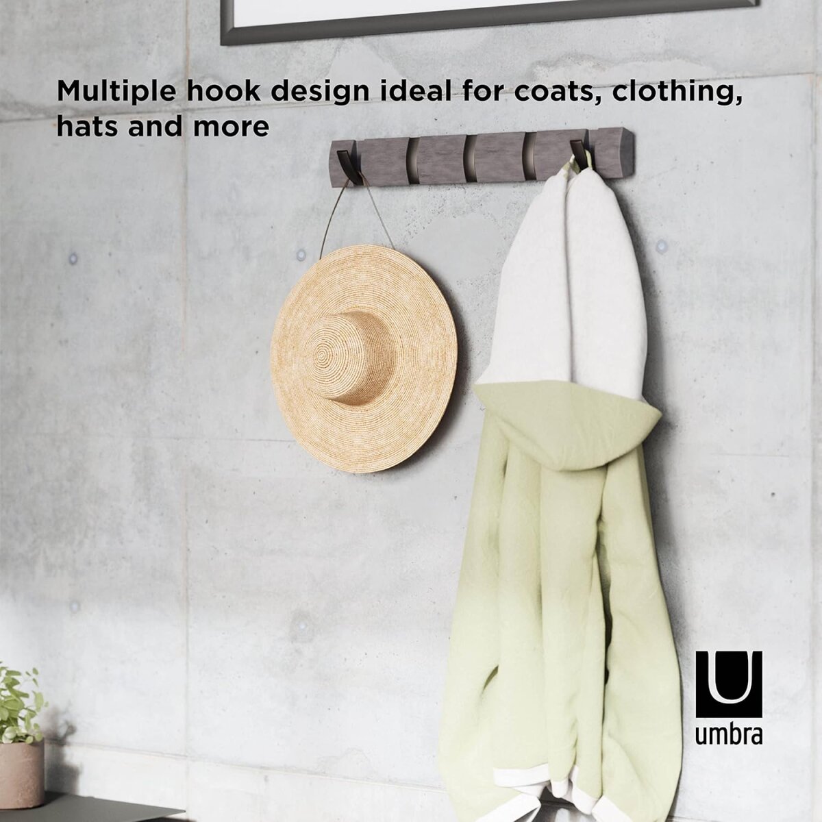 Umbra Hooks Flip 8 318858-1045 Garderobenhaken GRY/PWT Wandhaken Kleiderhaken Kleideraufhänger