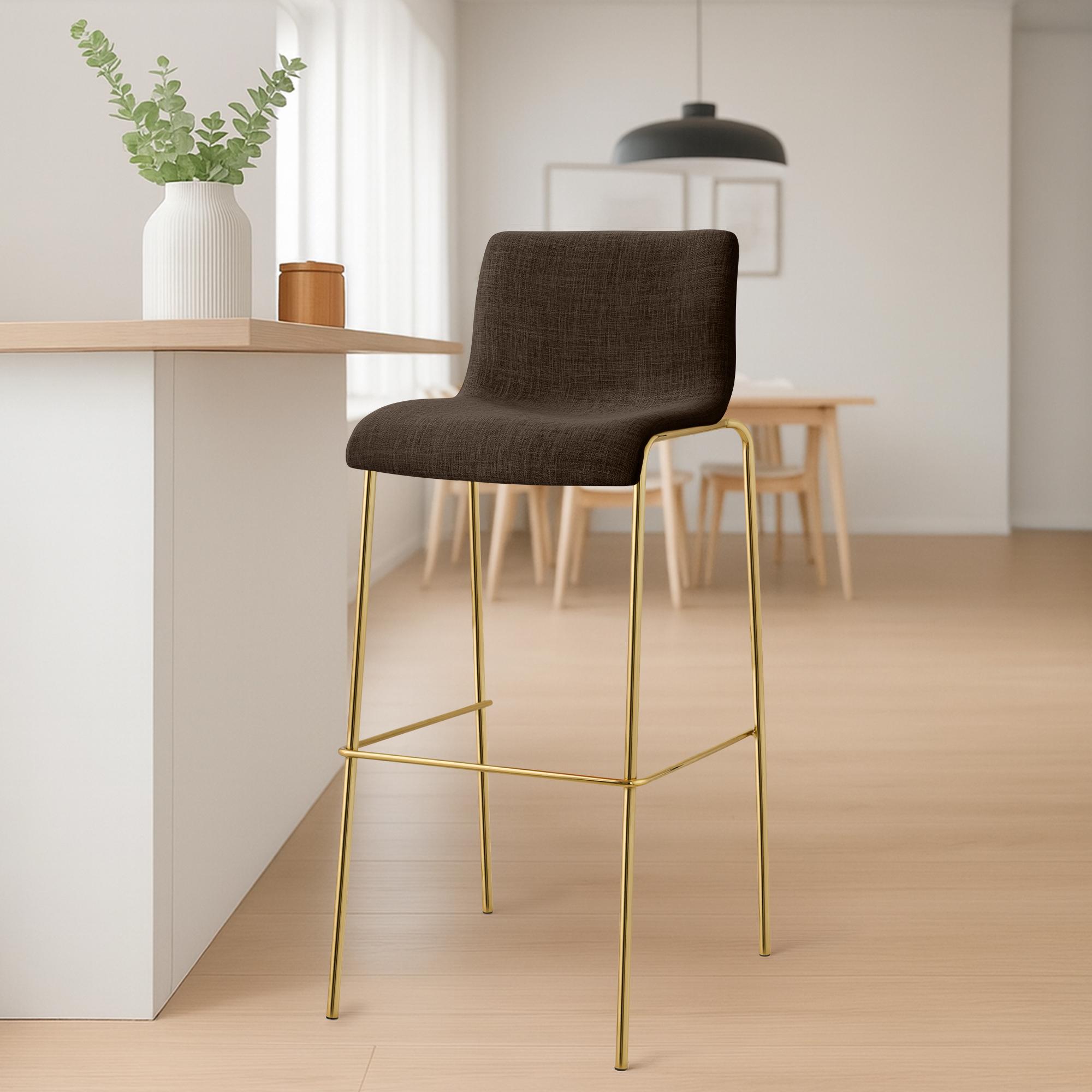 Barhocker Hoover Stoff 4-Fuß Gold