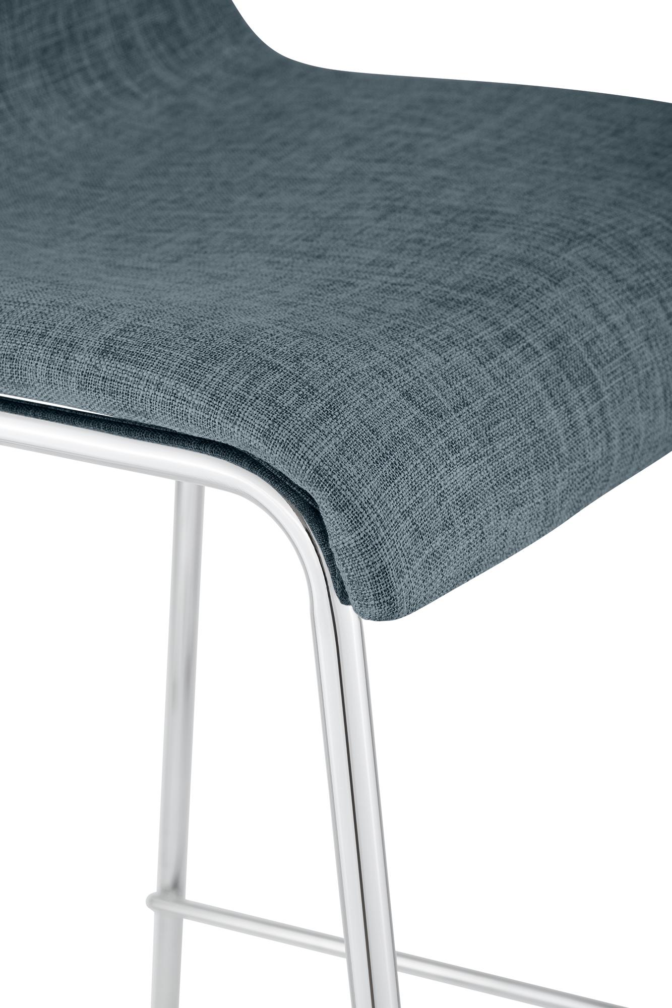 Barhocker Hoover Stoff 4-Fuß Gestell Chrom
