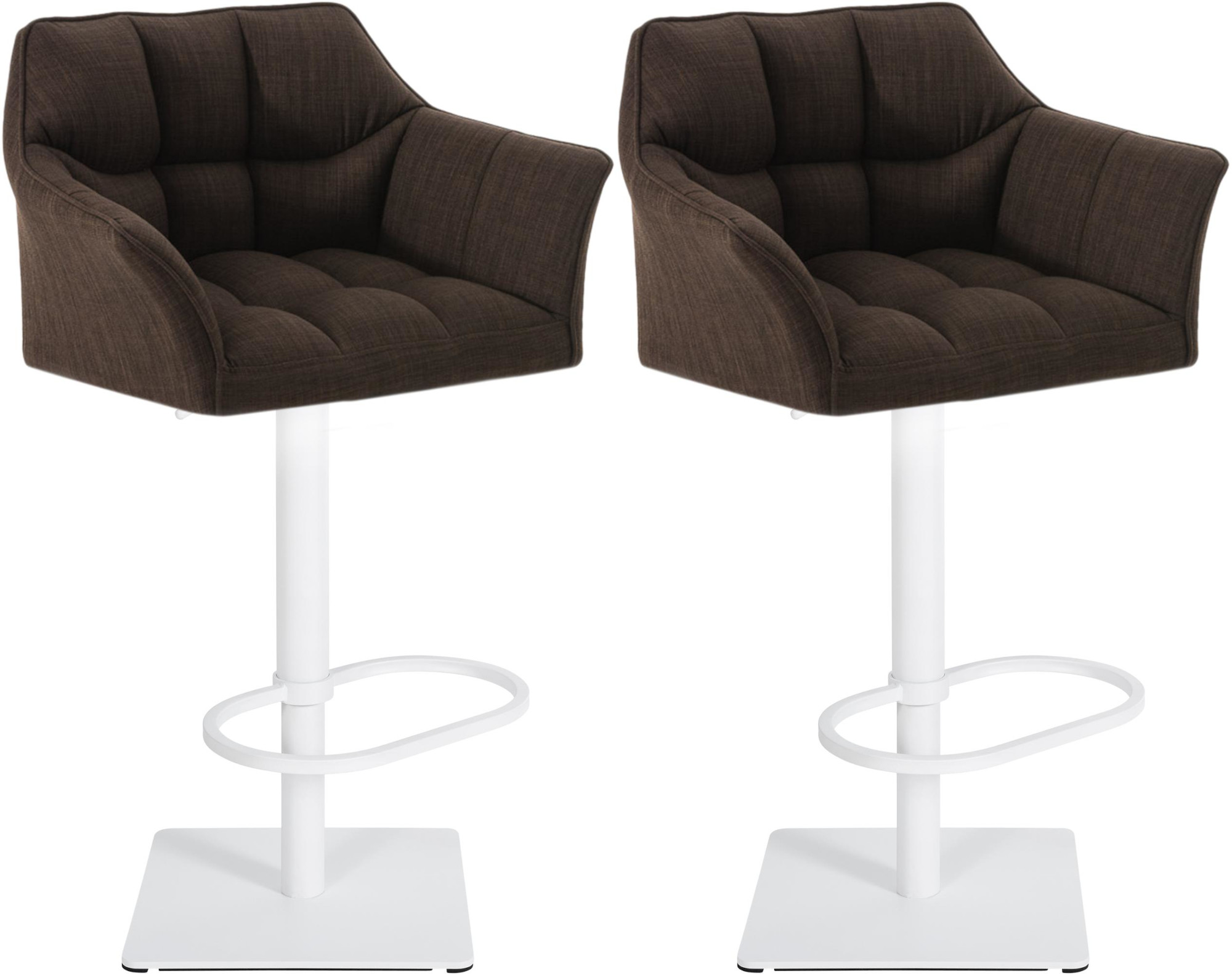 2er Set Barhocker Damaso Stoff weiß