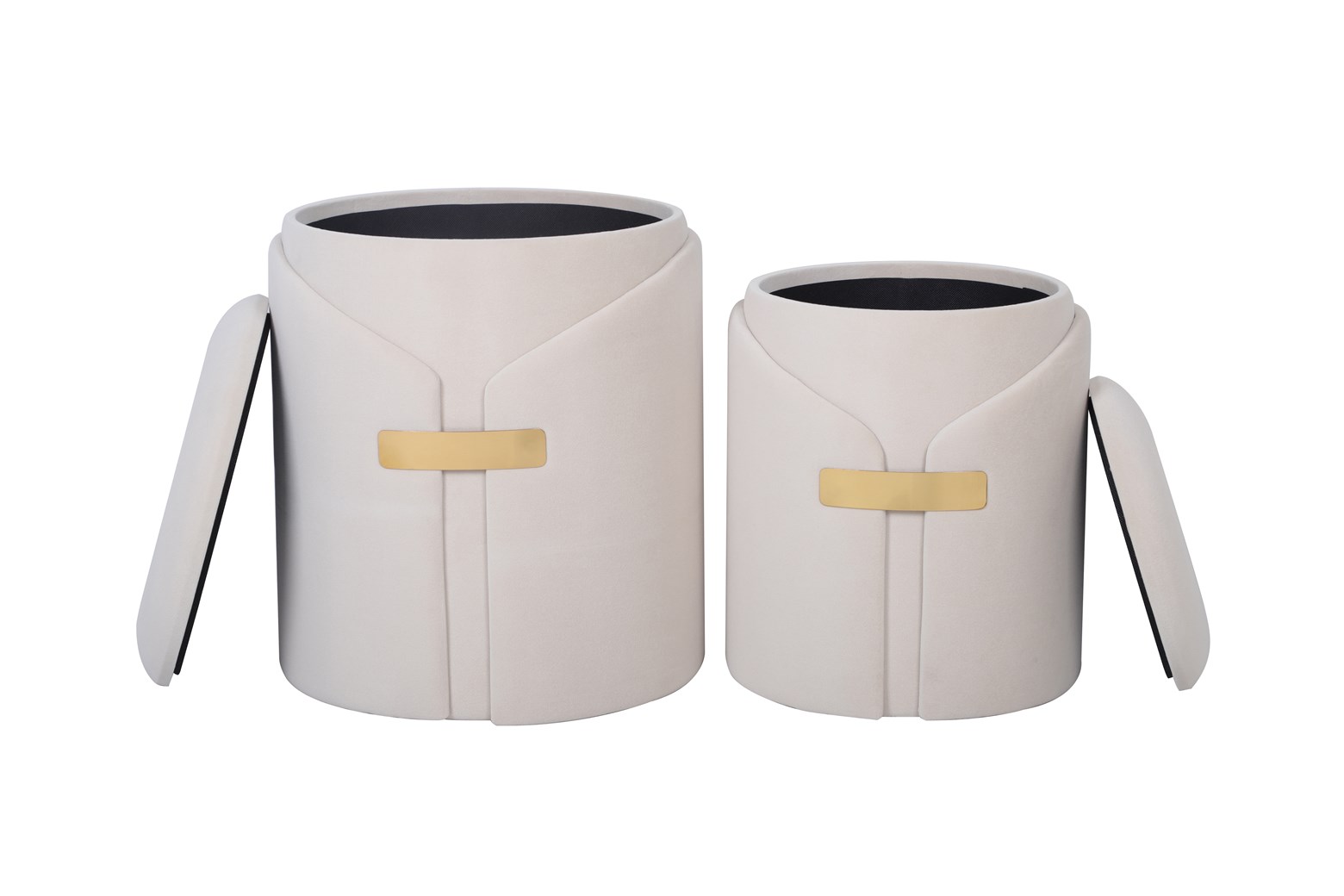 Dekorative Hocker mit Stauraum, 2er Set Elfenbein