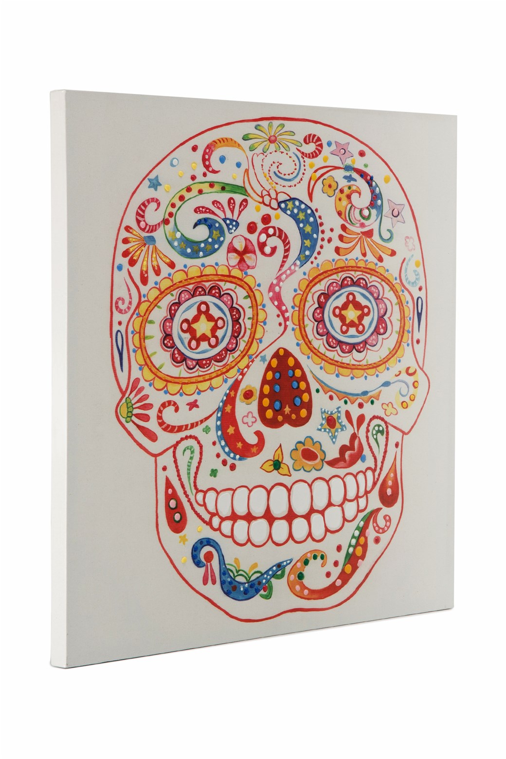 Bunter Totenkopf-Wandbild 90 x 90 cm