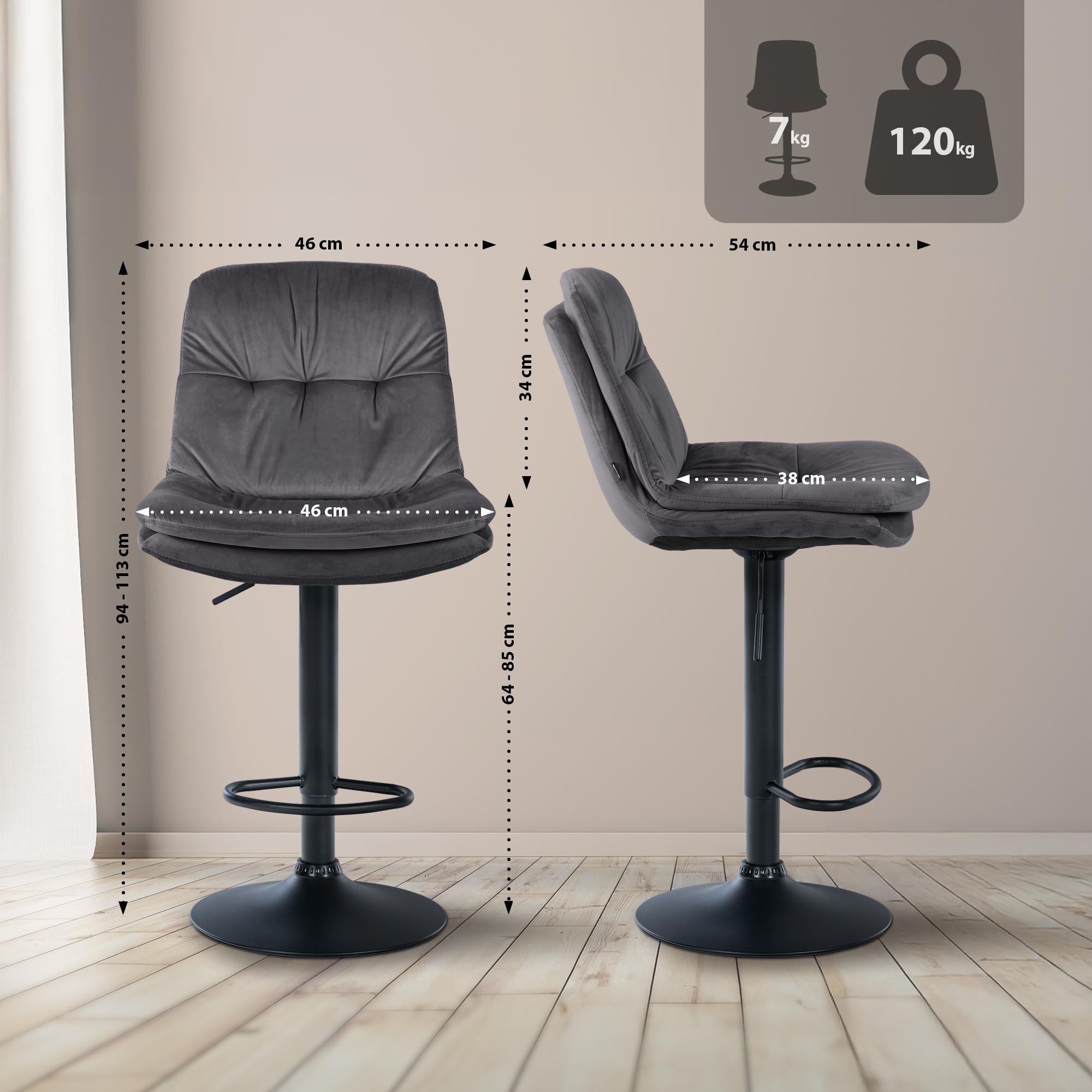 Barhocker Laurel Samt schwarz