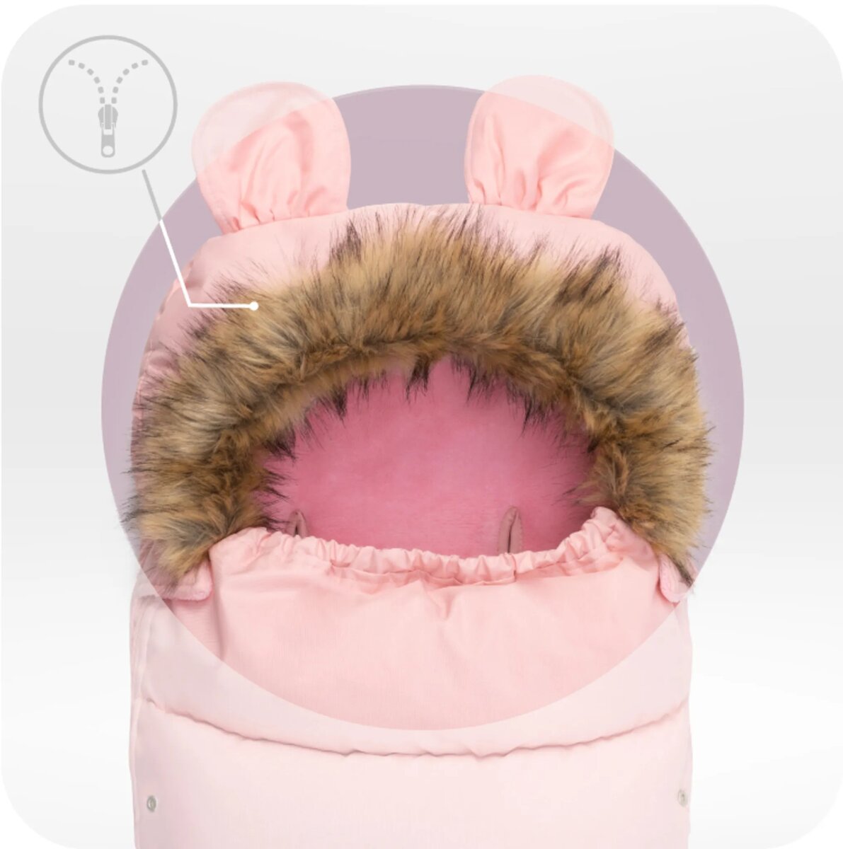 MoMi COZY – Universal-Fußsack für Kinderwagen, Fleece-Innenfutter, beidseitiger Reißverschluss & Kapuze mit Ohren – in verschiedenen Farben